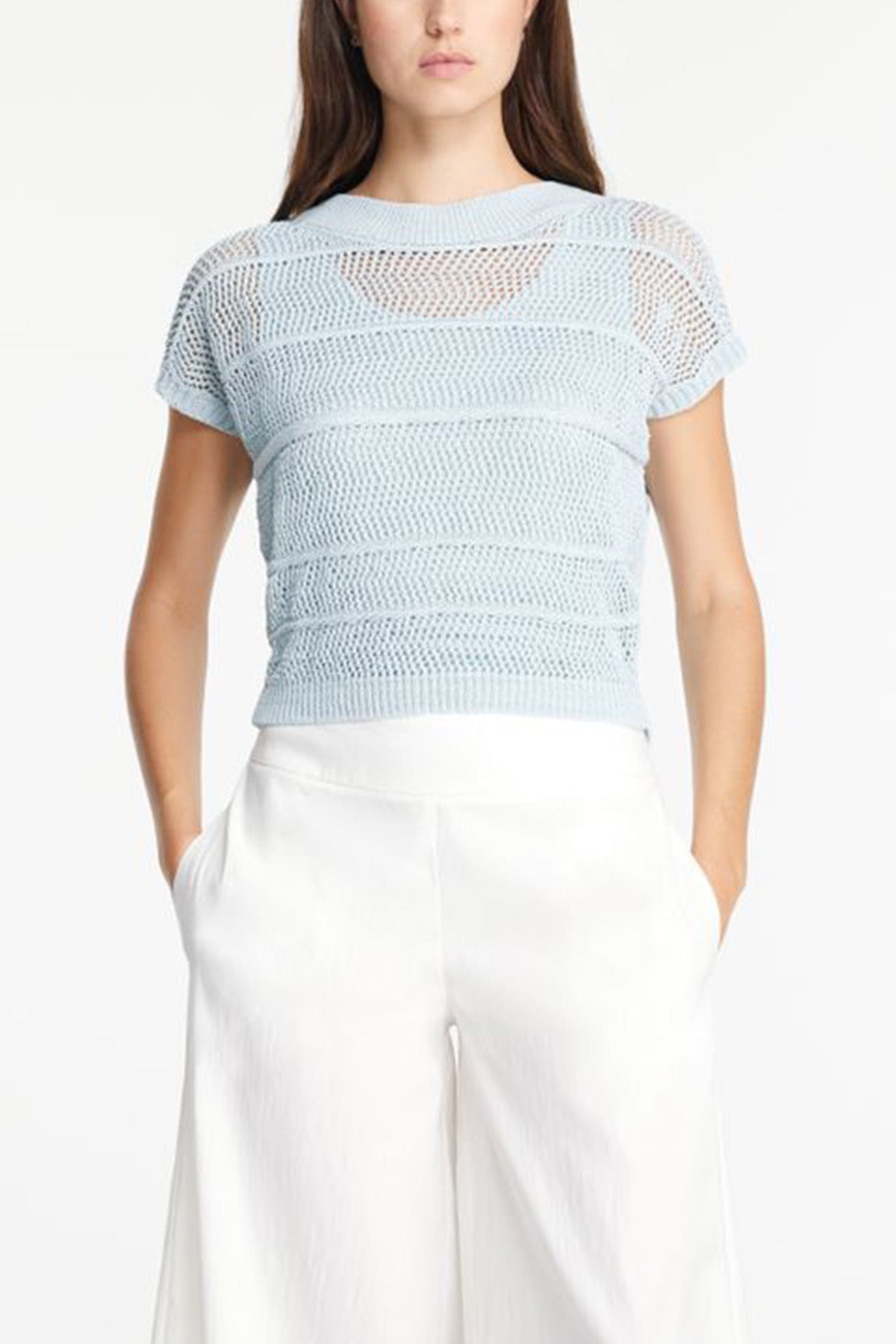 Sarah Pacini Yuvarlak Yaka Örgü Keten Bluz-Libas Trendy Fashion Store