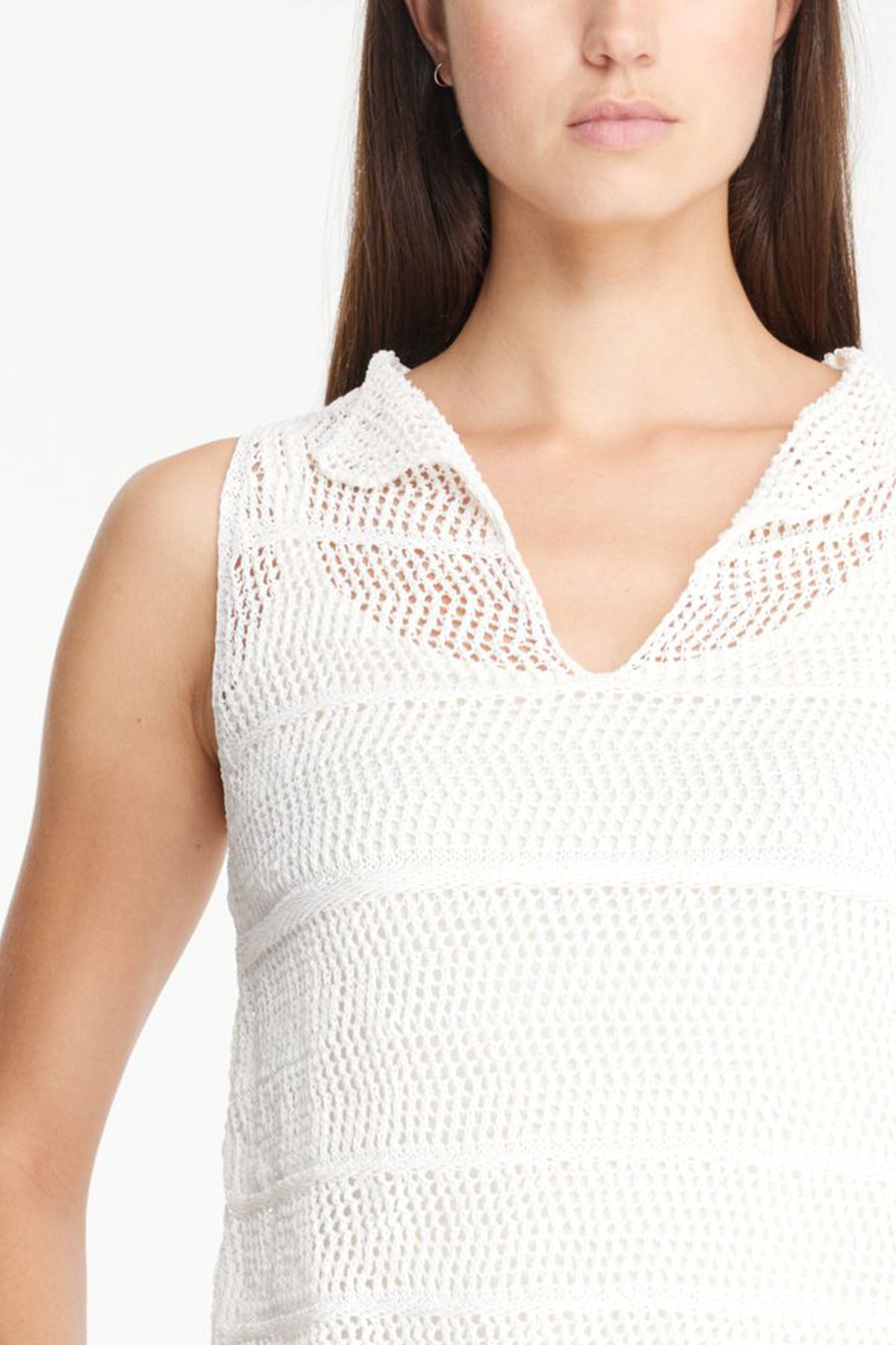 Sarah Pacini V Yaka Örgü Keten Kolsuz Bluz-Libas Trendy Fashion Store