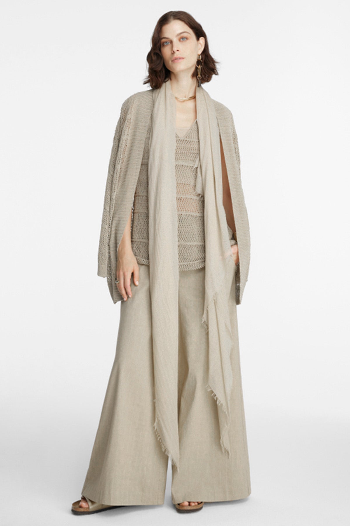 Sarah Pacini V Yaka Örgü Keten Bluz-Libas Trendy Fashion Store