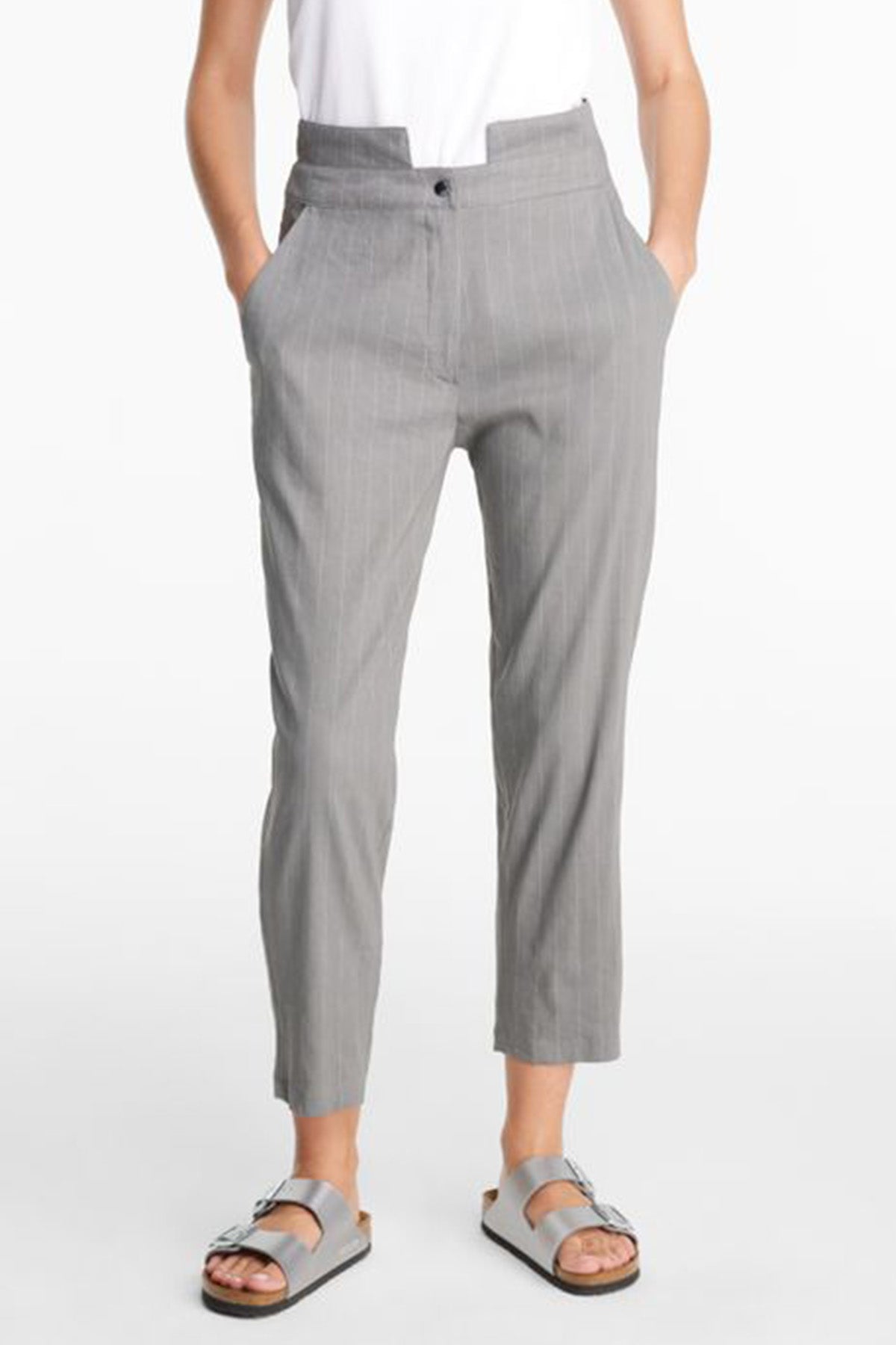 Sarah Pacini Yandan Cepli Çizgili Keten Pantolon-Libas Trendy Fashion Store