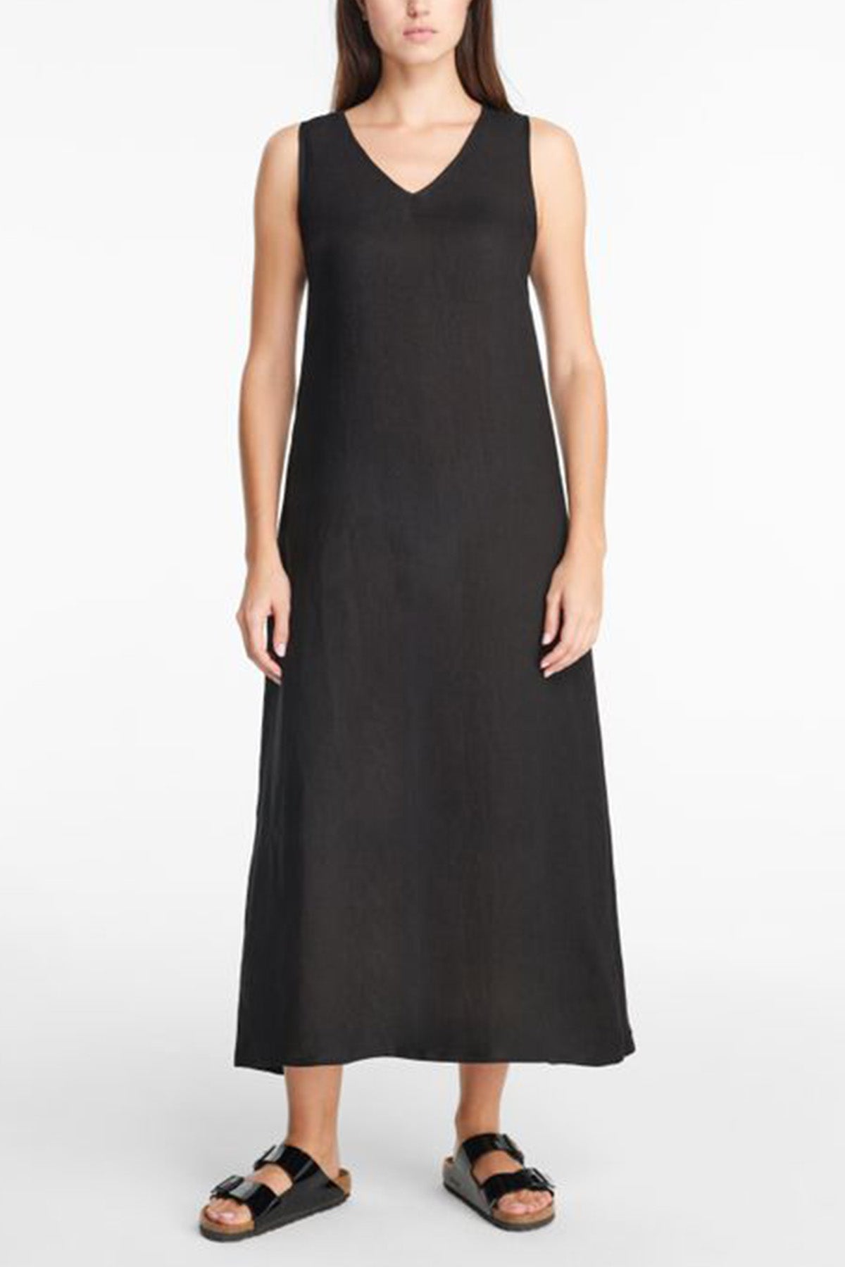 Sarah Pacini V Yaka Maxi Keten Elbise