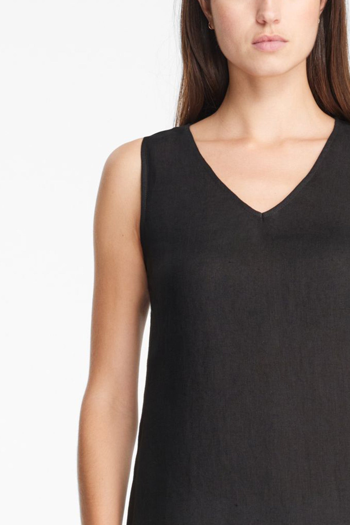 Sarah Pacini V Yaka Maxi Keten Elbise