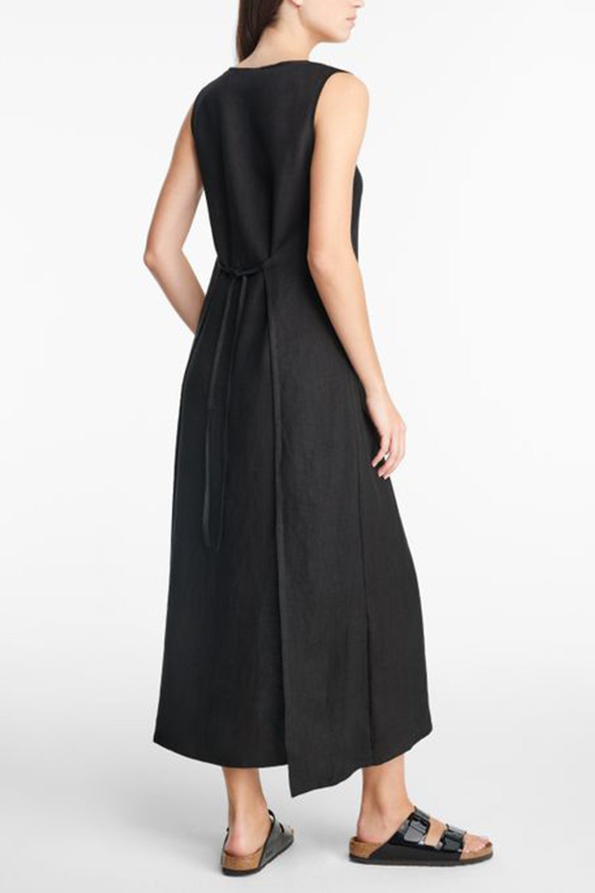 Sarah Pacini V Yaka Maxi Keten Elbise