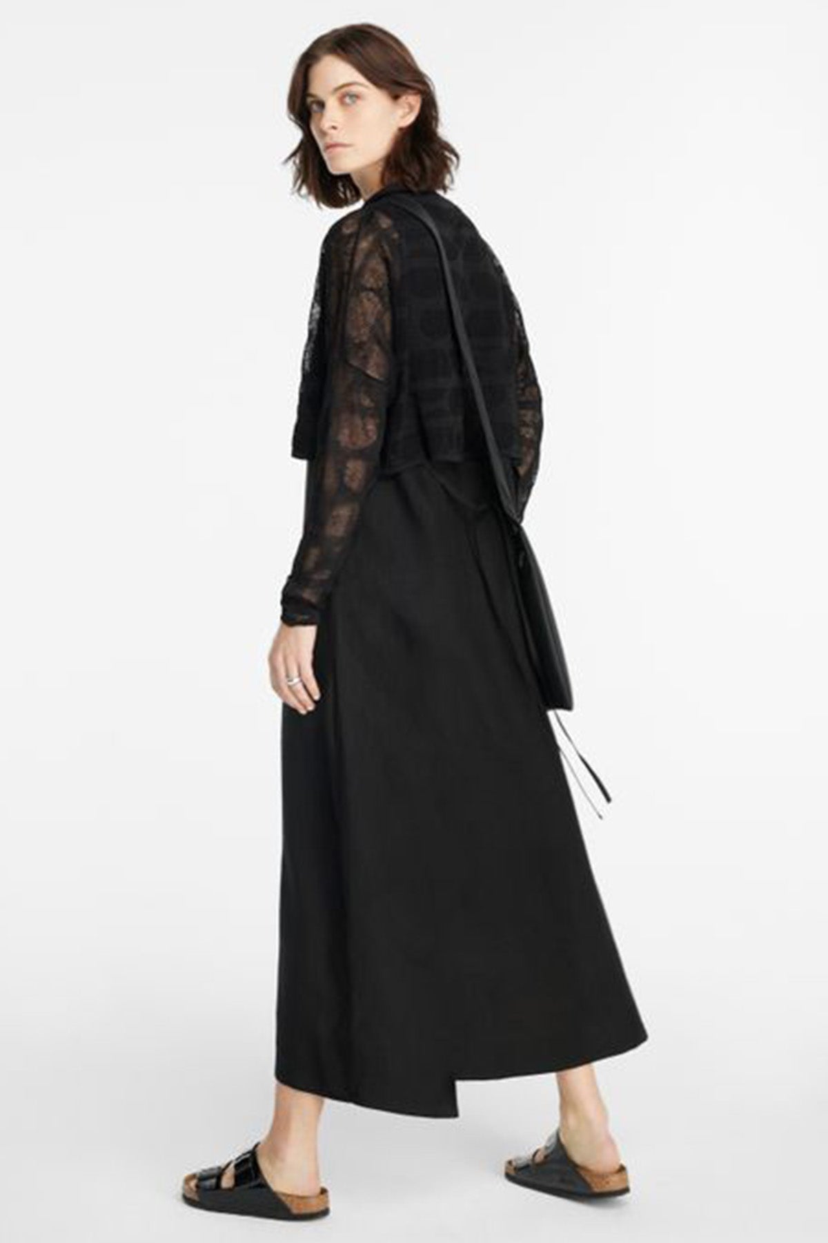 Sarah Pacini V Yaka Maxi Keten Elbise