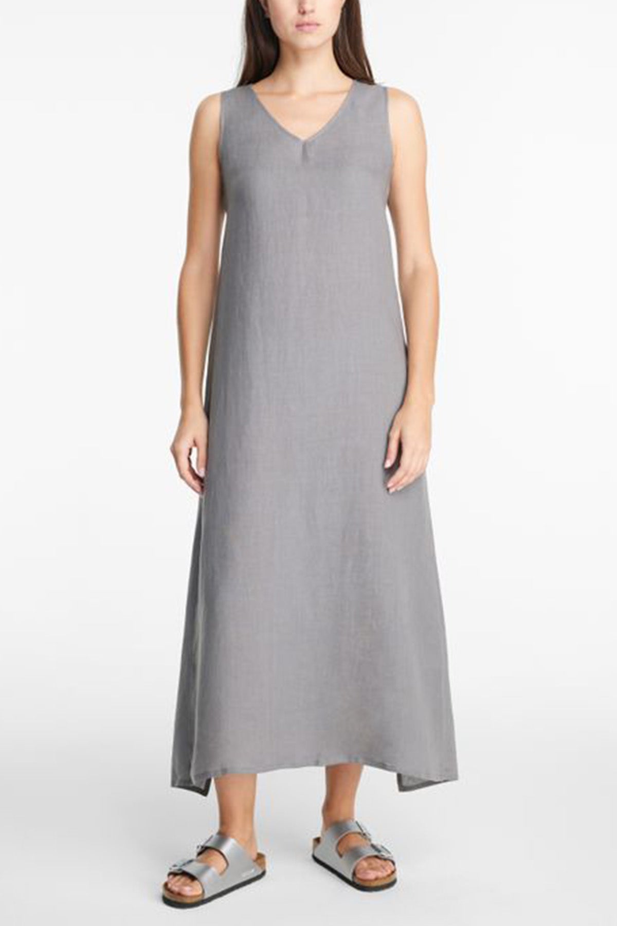 Sarah Pacini V Yaka Maxi Keten Elbise-Libas Trendy Fashion Store
