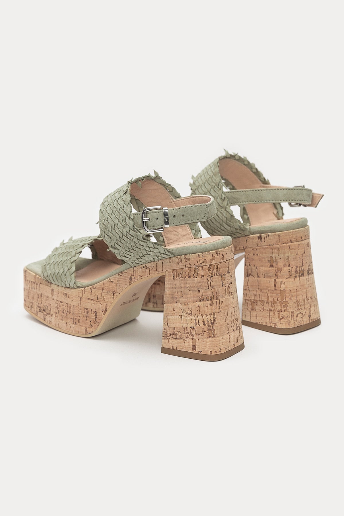 Fruit Ayrık Platform Tabanlı Küt Burun Süet Örgü Sandalet