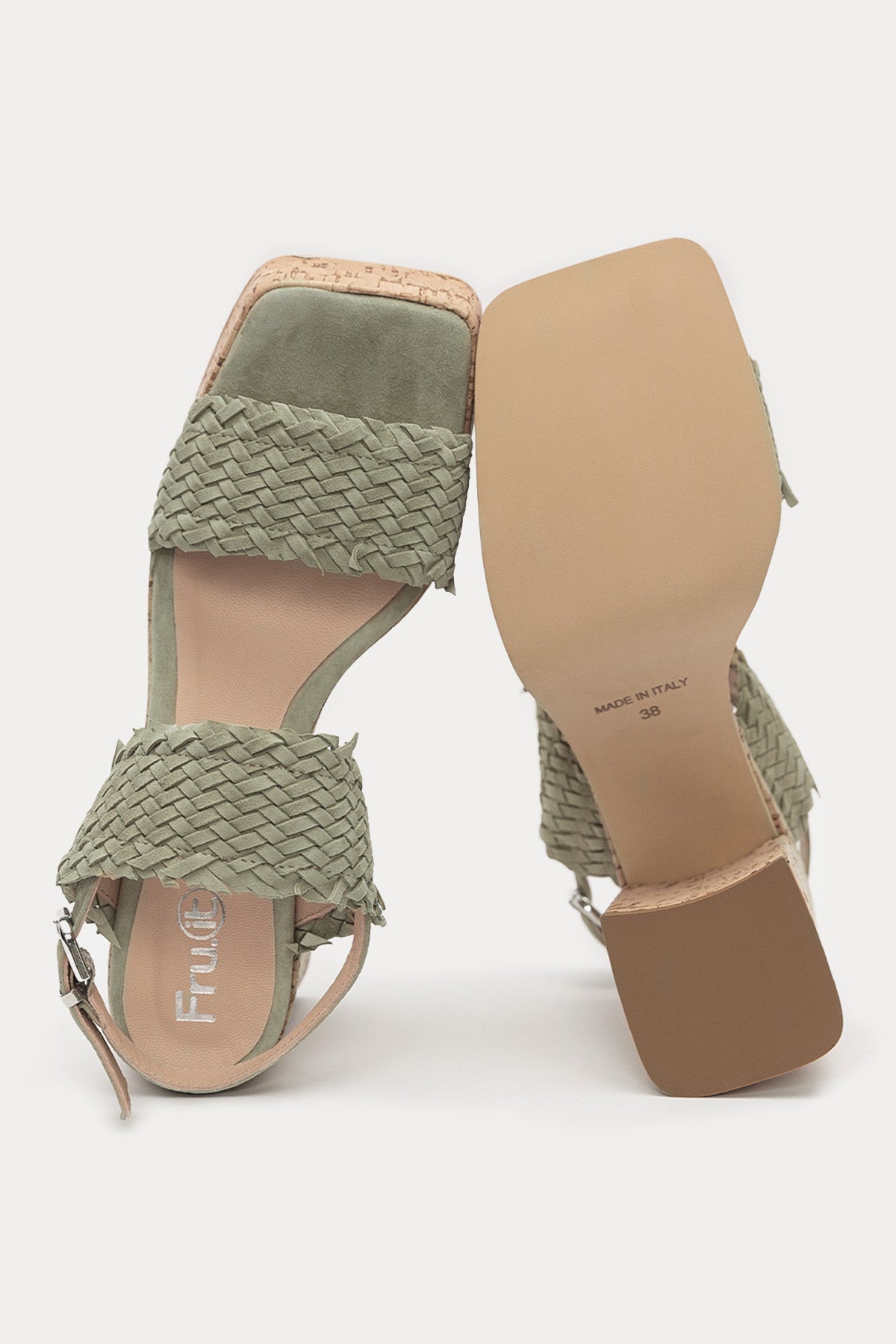 Fruit Ayrık Platform Tabanlı Küt Burun Süet Örgü Sandalet