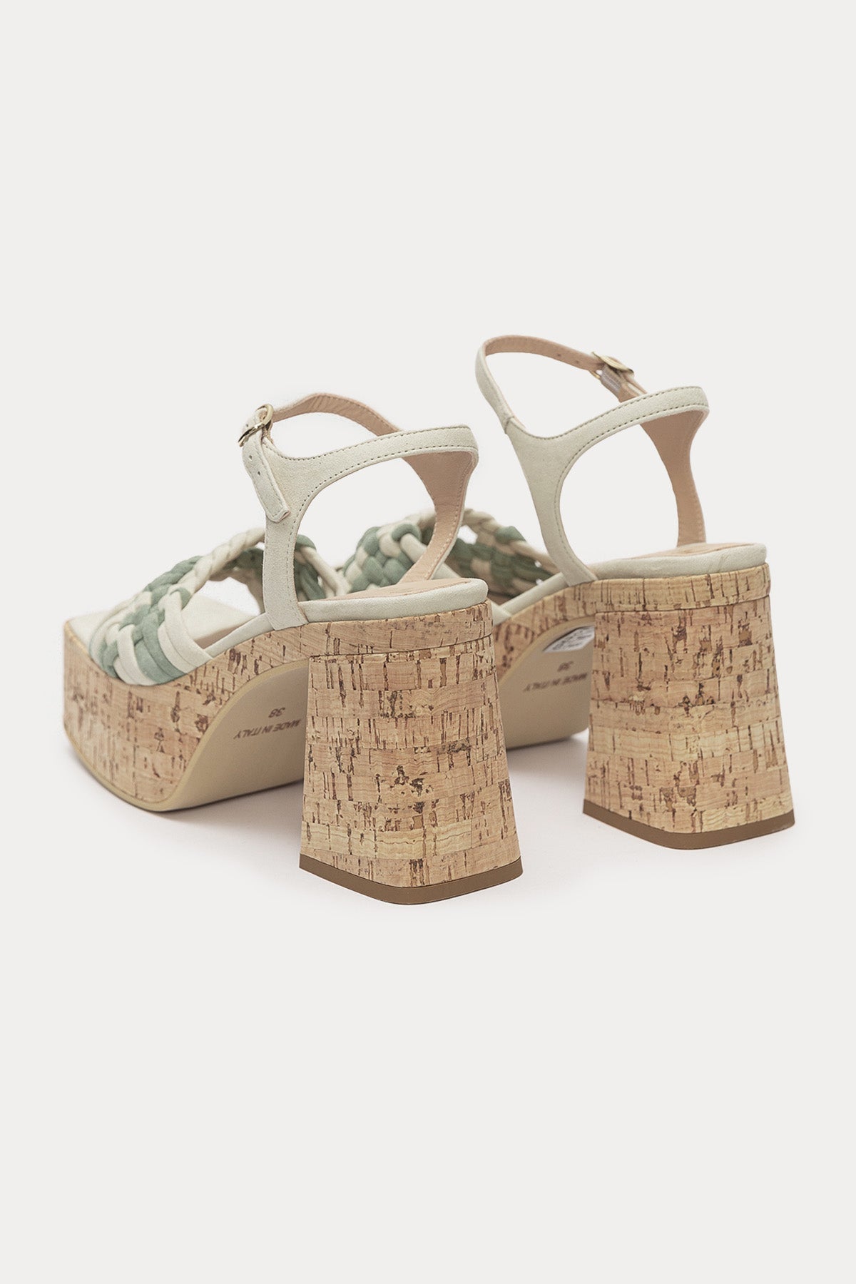 Fruit Ayrık Platform Tabanlı Süet Örgü Küt Burun Sandalet