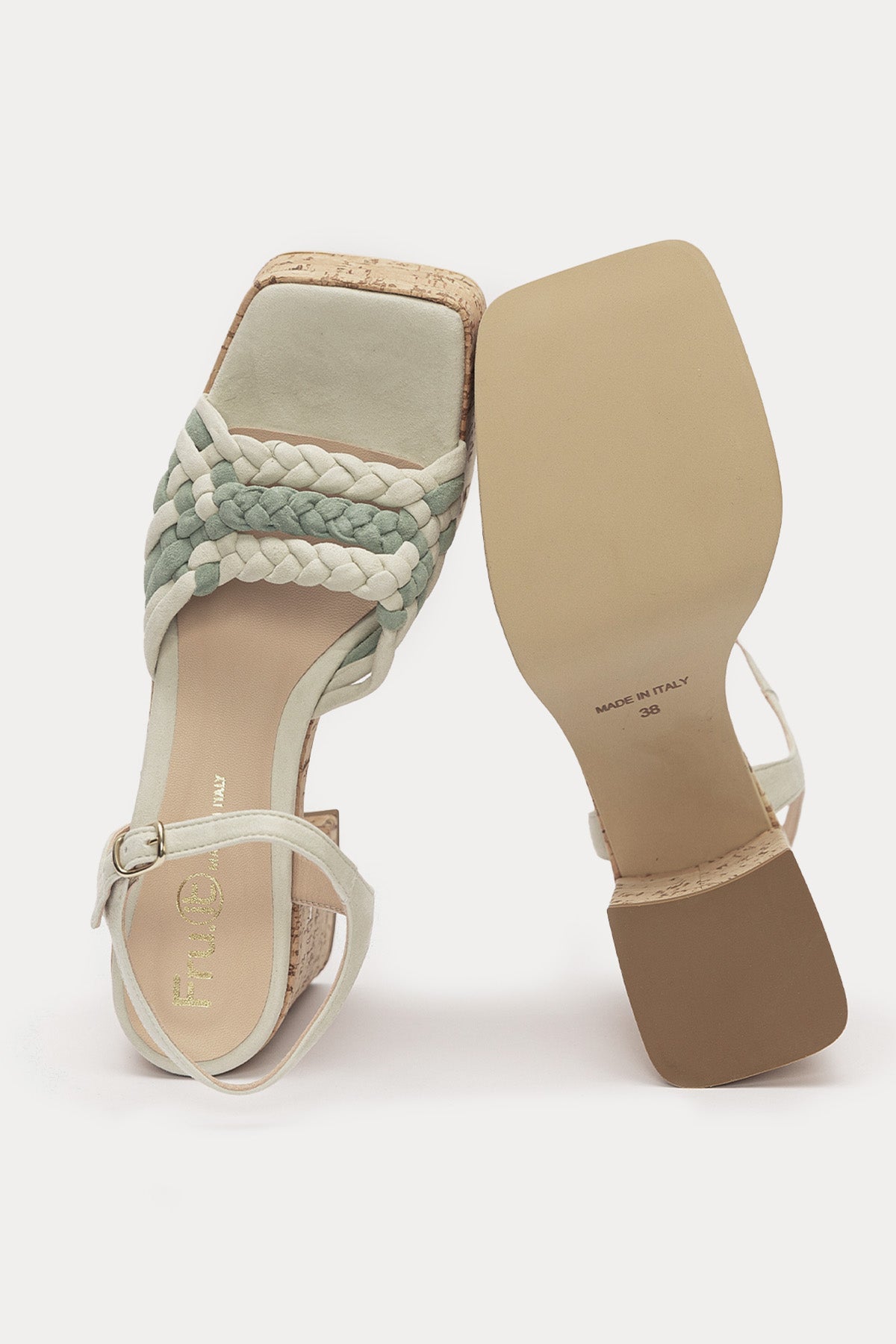 Fruit Ayrık Platform Tabanlı Süet Örgü Küt Burun Sandalet