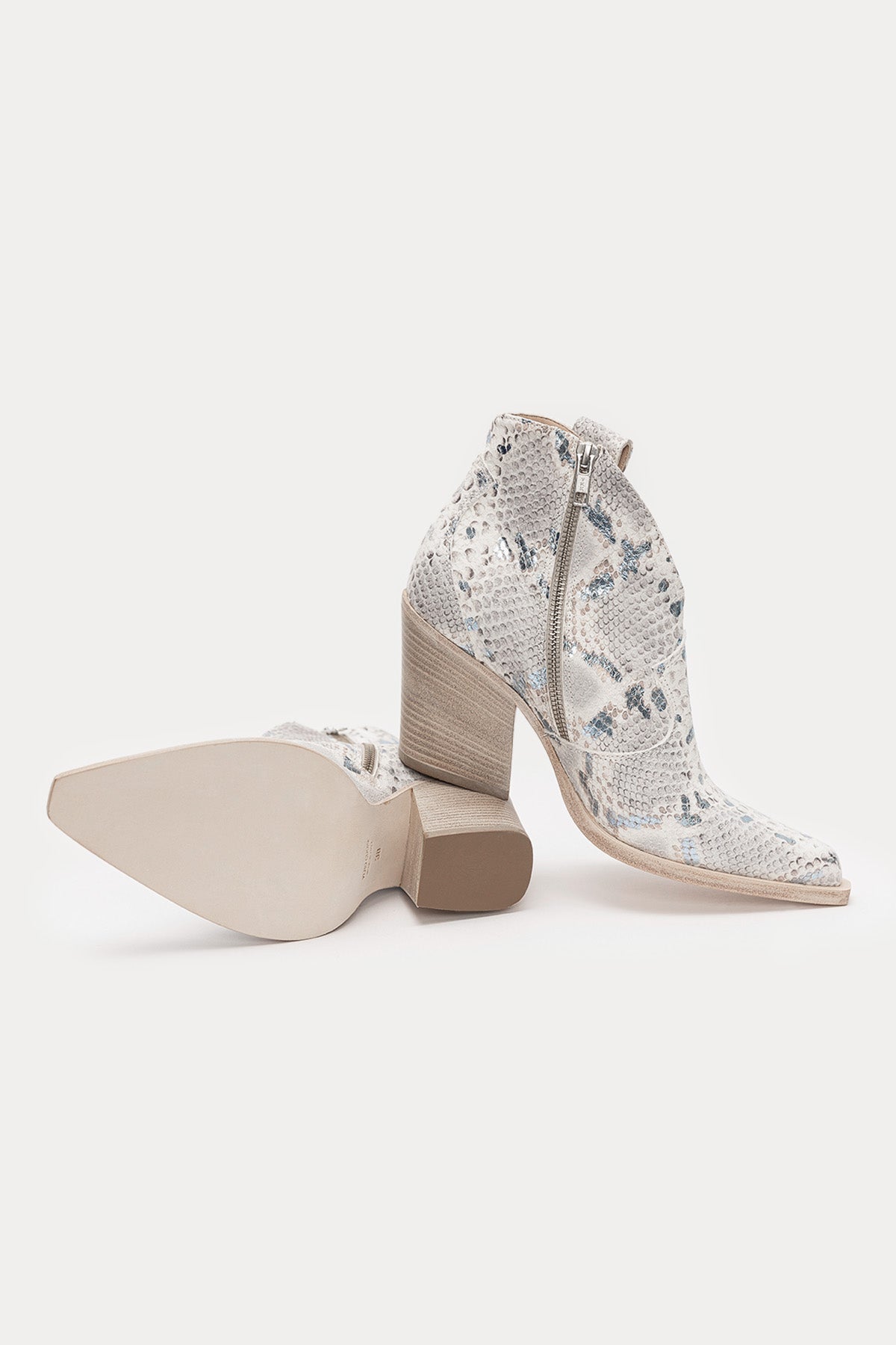 Fruit Kalın Topuklu Yılan Desenli Deri Bot