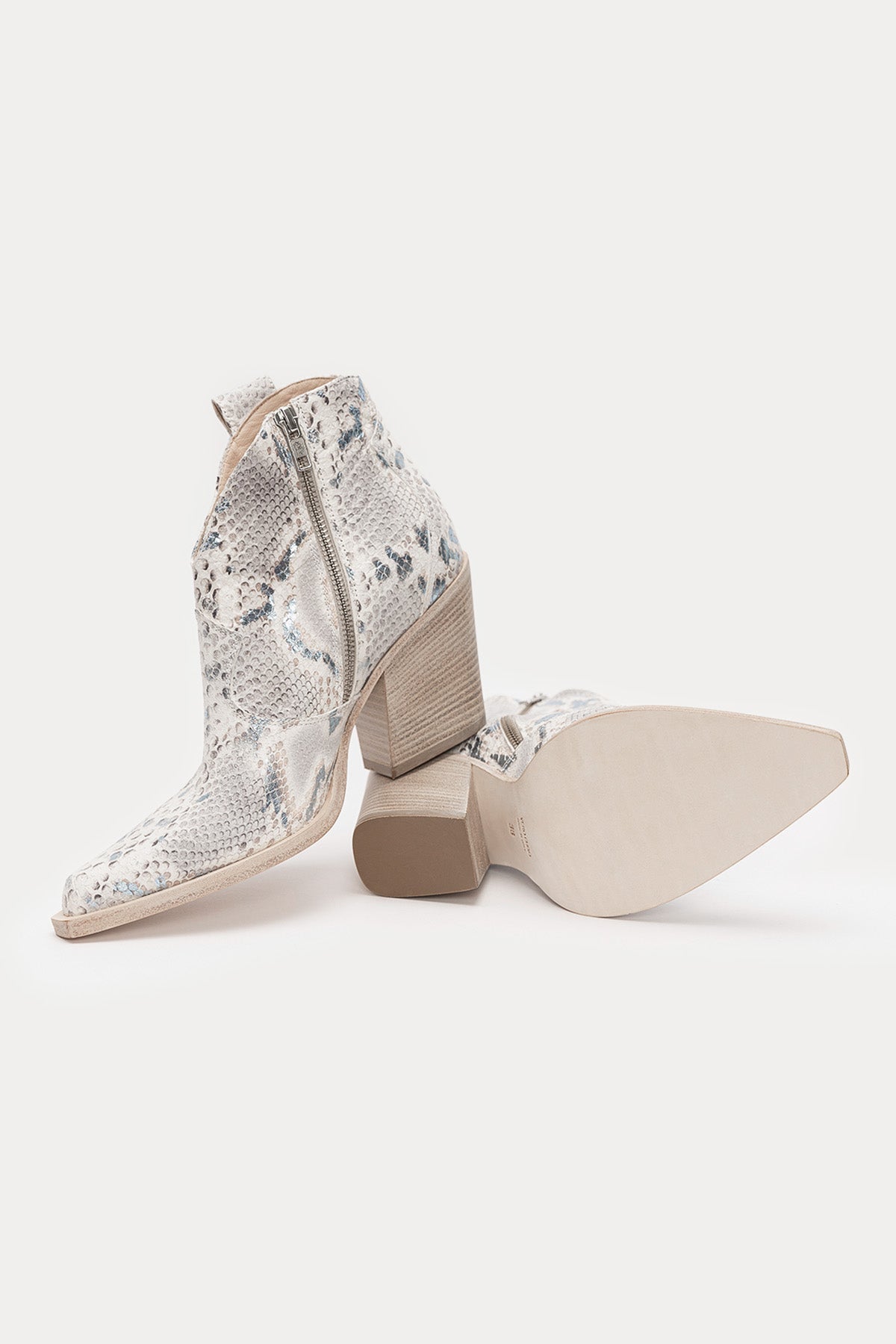 Fruit Kalın Topuklu Yılan Desenli Deri Bot