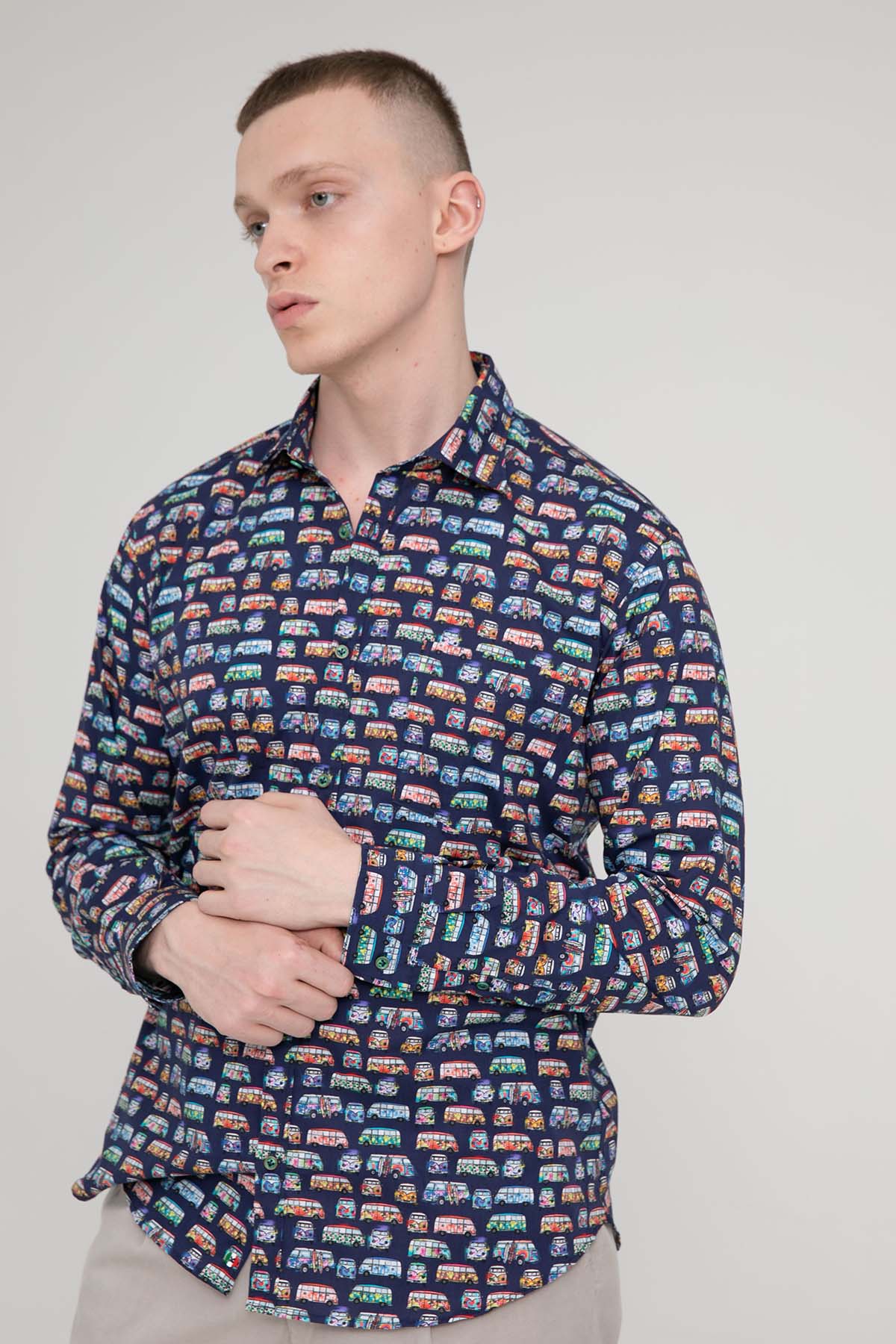 Poggianti Ardenza Renkli Otobüs Desenli Gömlek-Libas Trendy Fashion Store