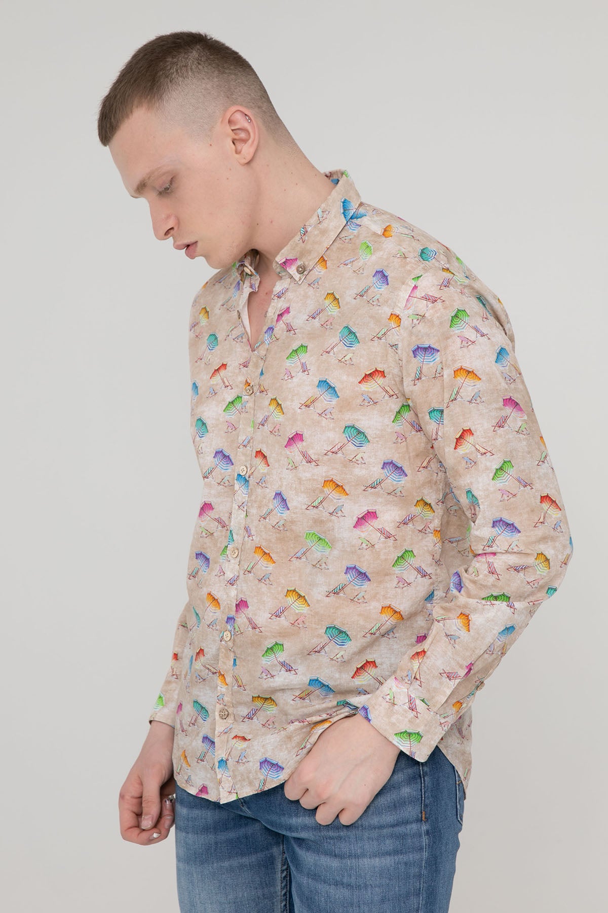 Poggianti Pisa Düğmeli Klasik Yaka Desenli Gömlek-Libas Trendy Fashion Store