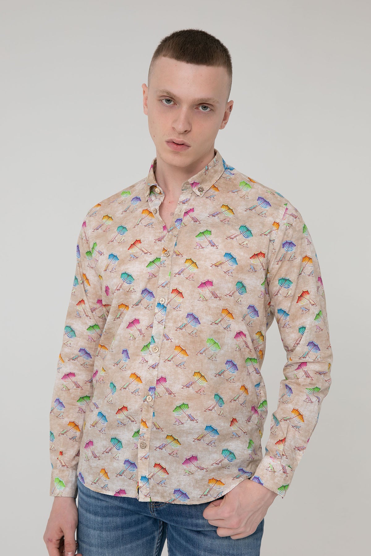 Poggianti Pisa Düğmeli Klasik Yaka Desenli Gömlek-Libas Trendy Fashion Store