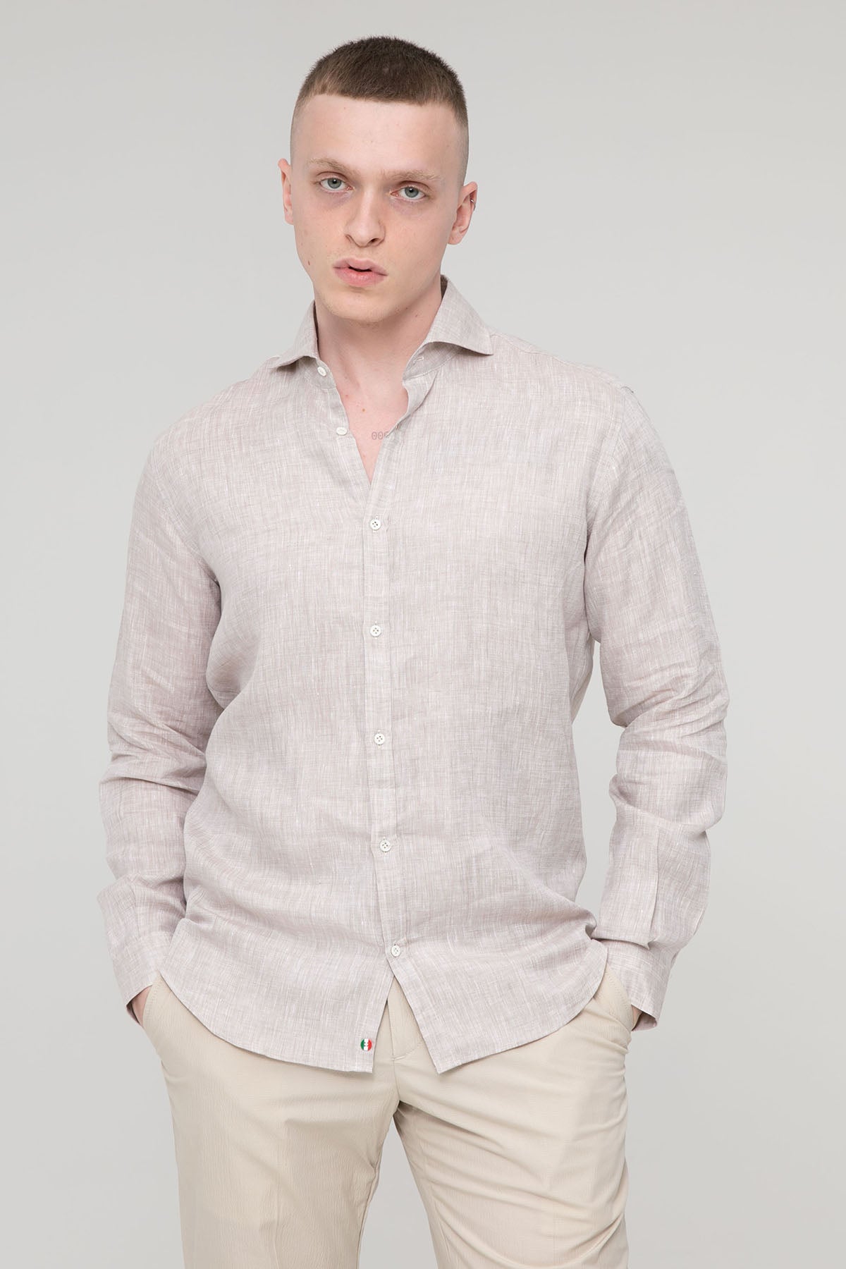 Poggianti İtalyan Yaka Keten Gömlek