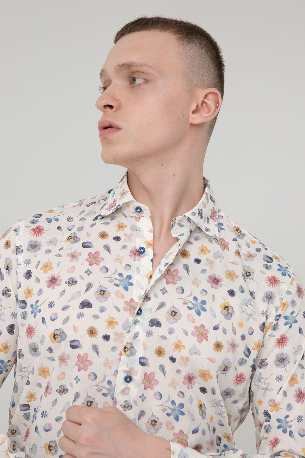 Poggianti Firenze Klasik Yaka Çiçek Desenli Gömlek-Libas Trendy Fashion Store