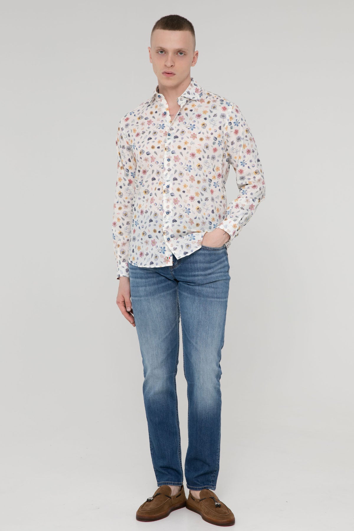 Poggianti Firenze Klasik Yaka Çiçek Desenli Gömlek-Libas Trendy Fashion Store