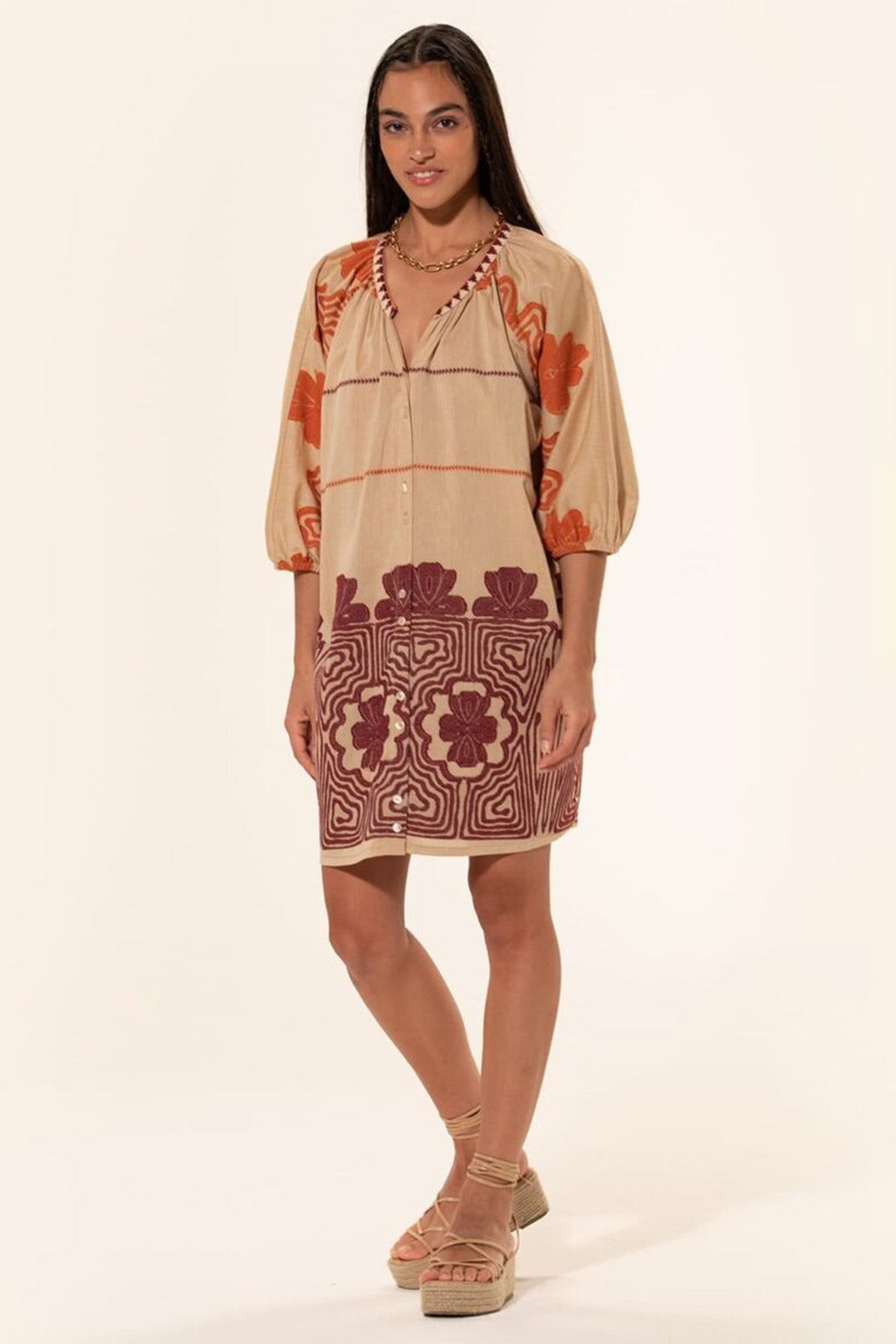 Meme Road V Yaka Örgü Detaylı Dizüstü Elbise-Libas Trendy Fashion Store