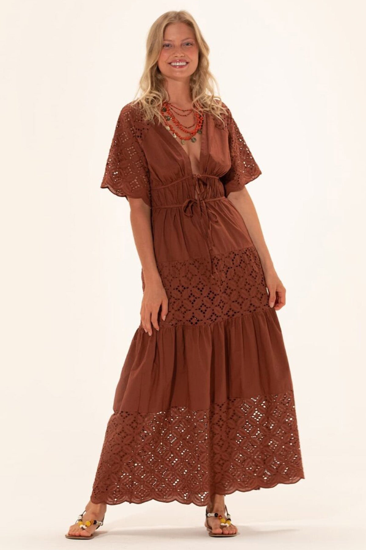 Meme Road Derin V Yaka Maxi Elbise-Libas Trendy Fashion Store