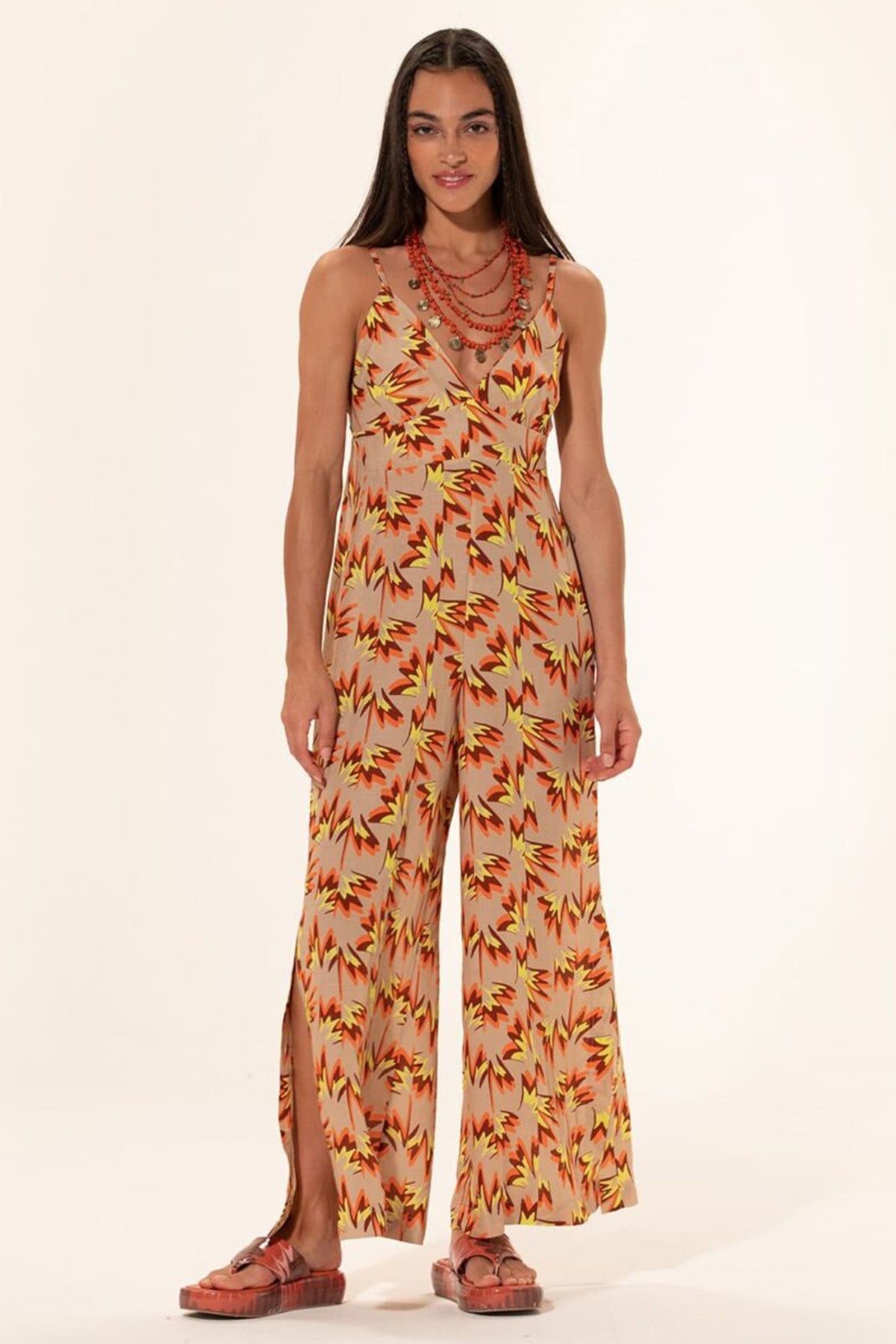 Meme Road Askılı V Yaka Ketenli Tulum-Libas Trendy Fashion Store