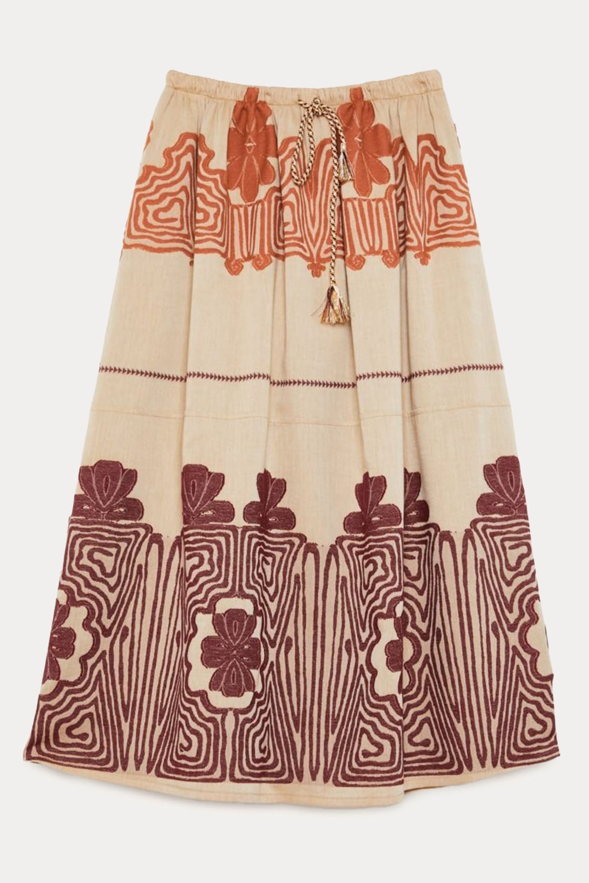 Meme Road Beli Lastikli Örgü Detaylı Midi Etek-Libas Trendy Fashion Store