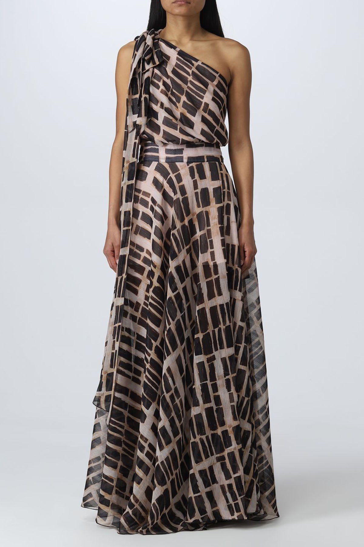Hanita Tek Omuz Maxi Abiye Elbise-Libas Trendy Fashion Store