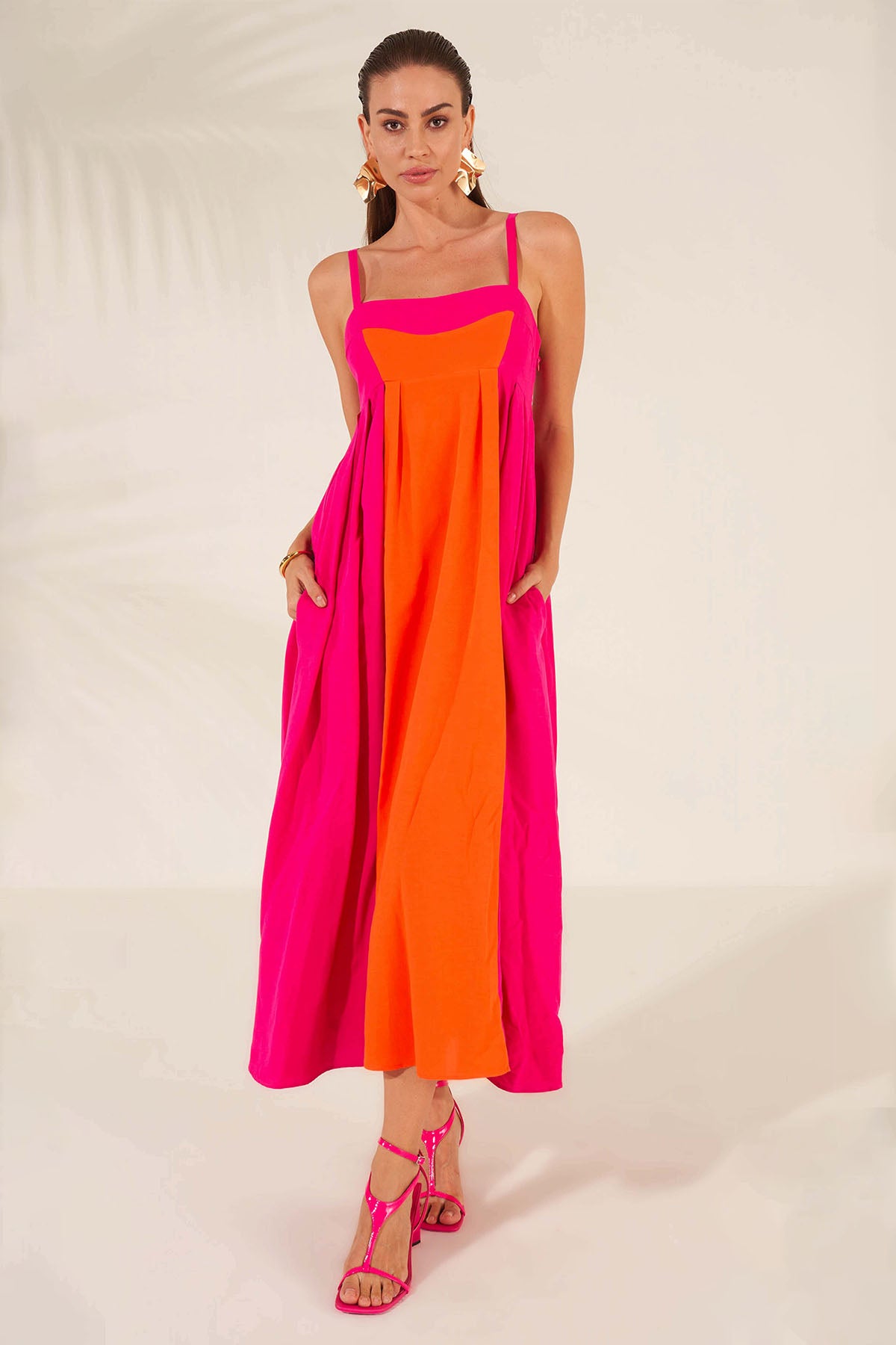 Hanita Askılı Midi Elbise-Libas Trendy Fashion Store