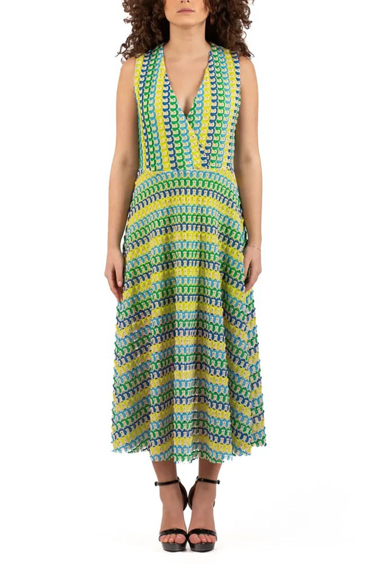 Hanita V Yaka Midi Elbise-Libas Trendy Fashion Store