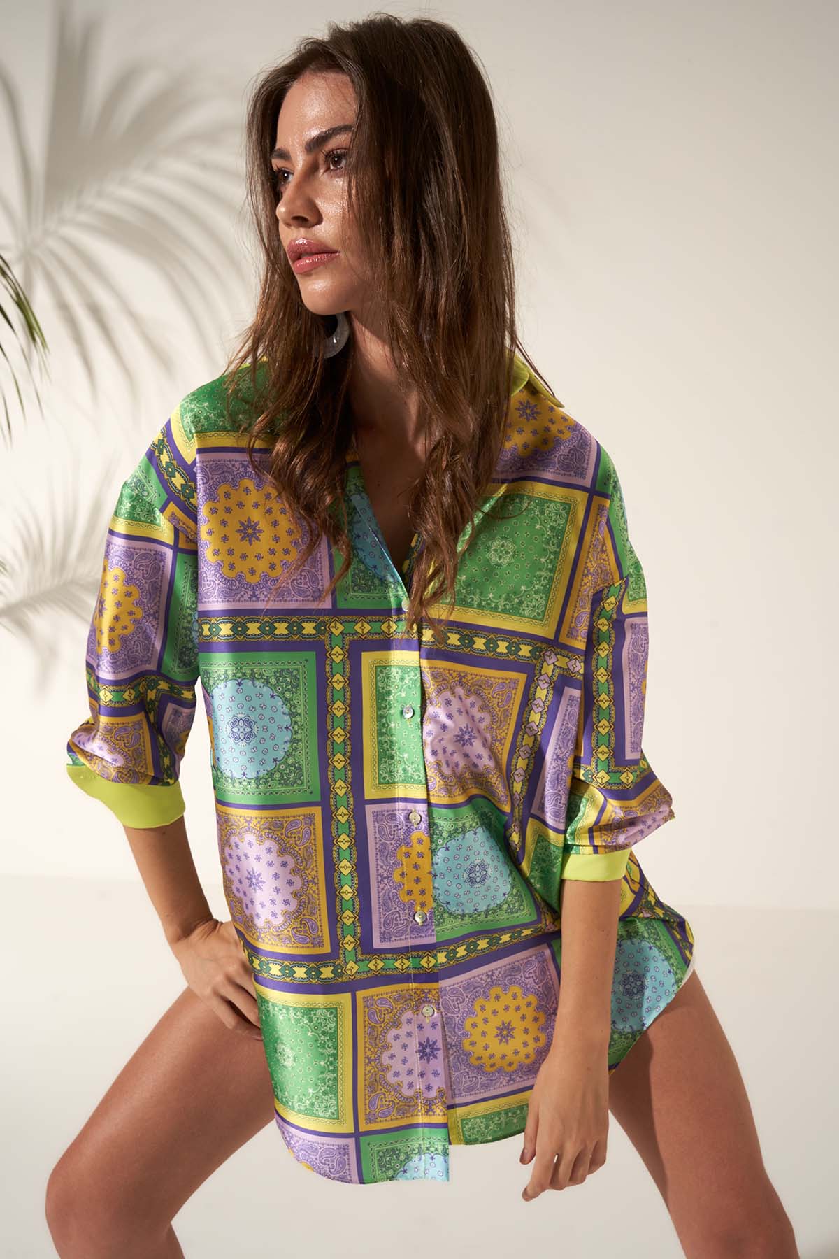 Hanita Desenli Mini Gömlek Elbise-Libas Trendy Fashion Store