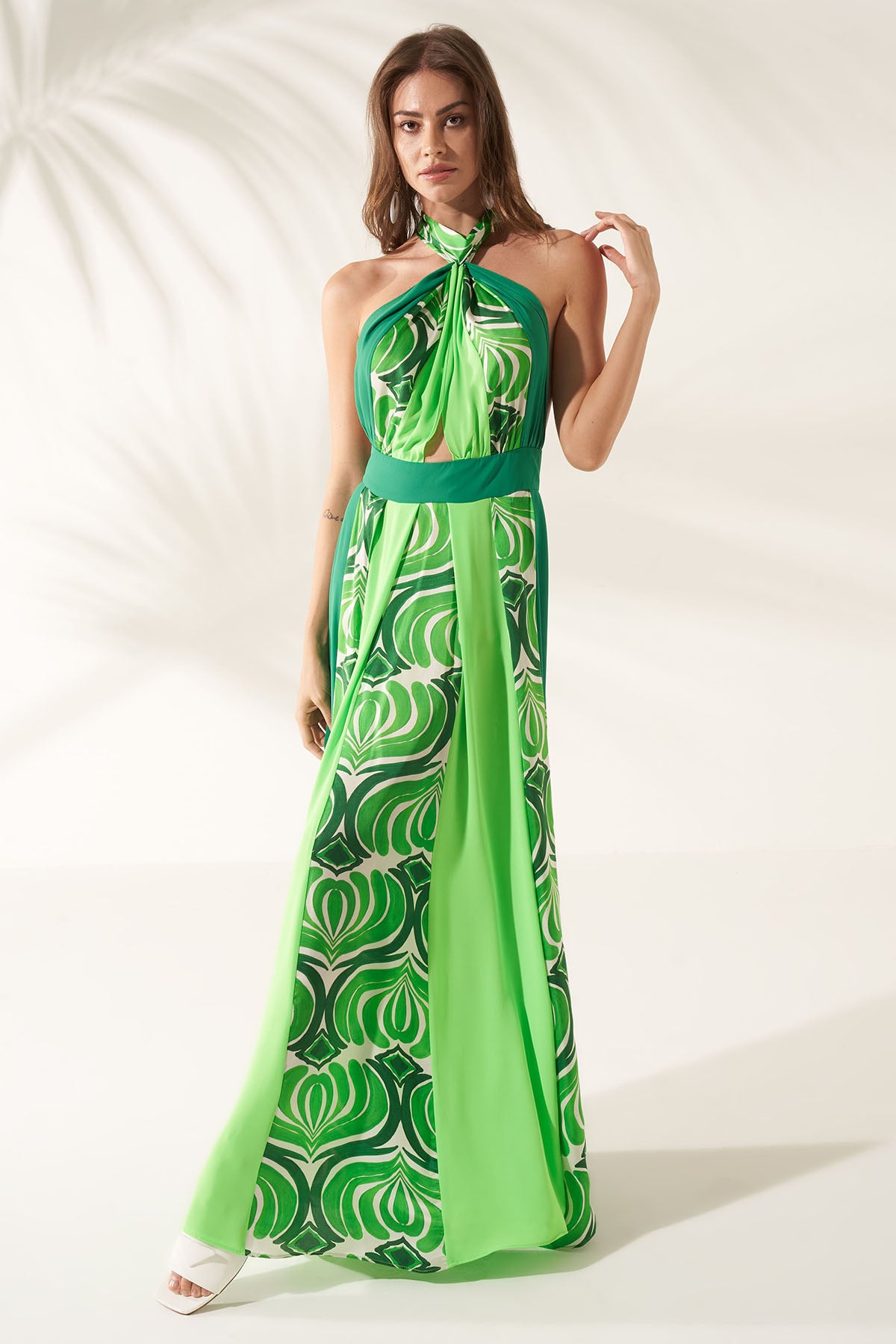 Hanita Boyundan Bağlamalı Maxi Elbise-Libas Trendy Fashion Store