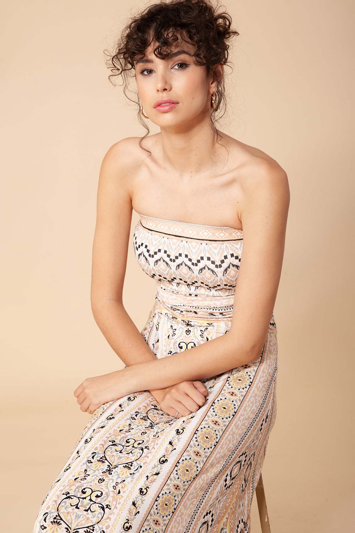 Hale Bob Hannah Straplez Streç Maxi Elbise