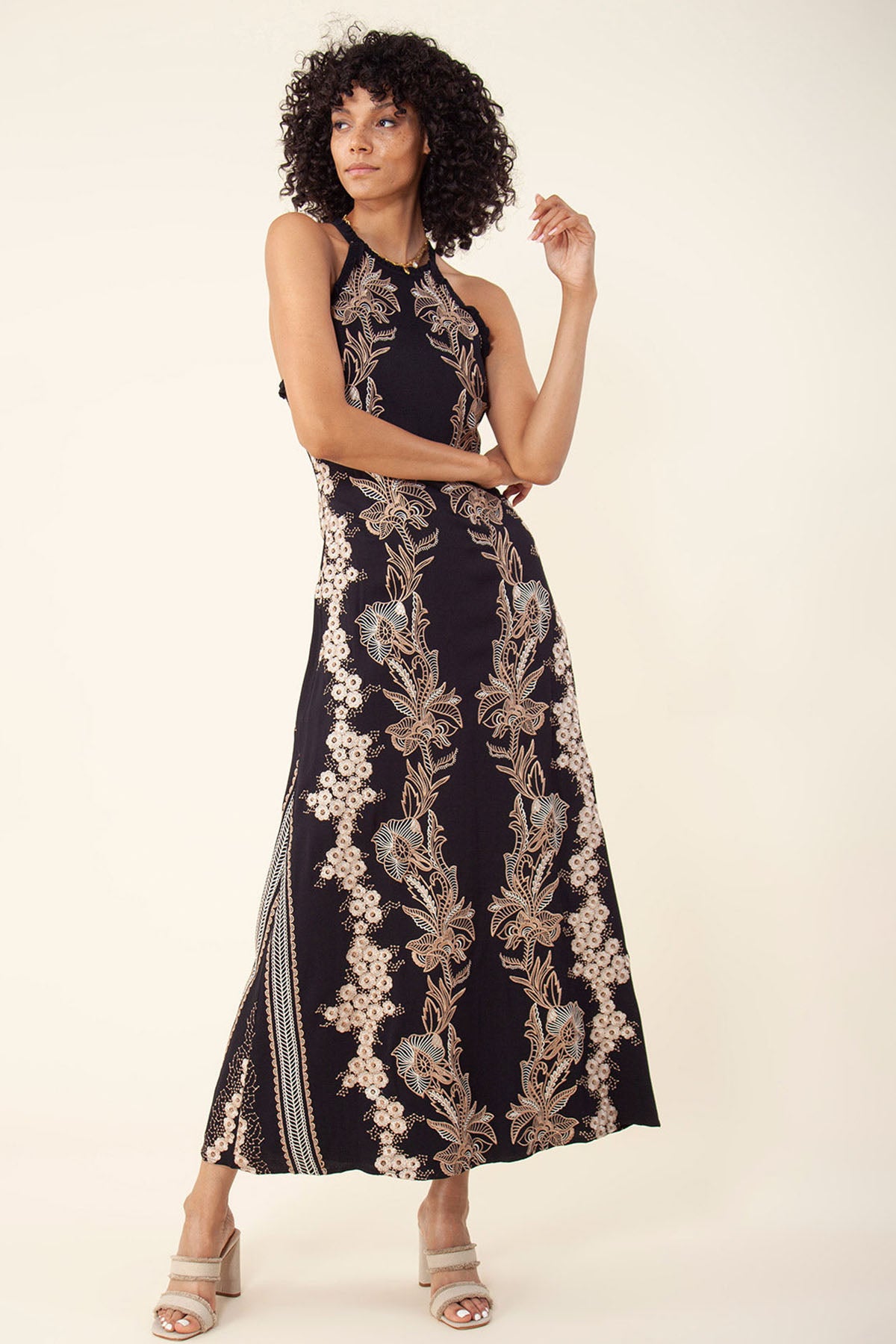 Hale Bob Luciana Nakışlı Maxi Elbise-Libas Trendy Fashion Store
