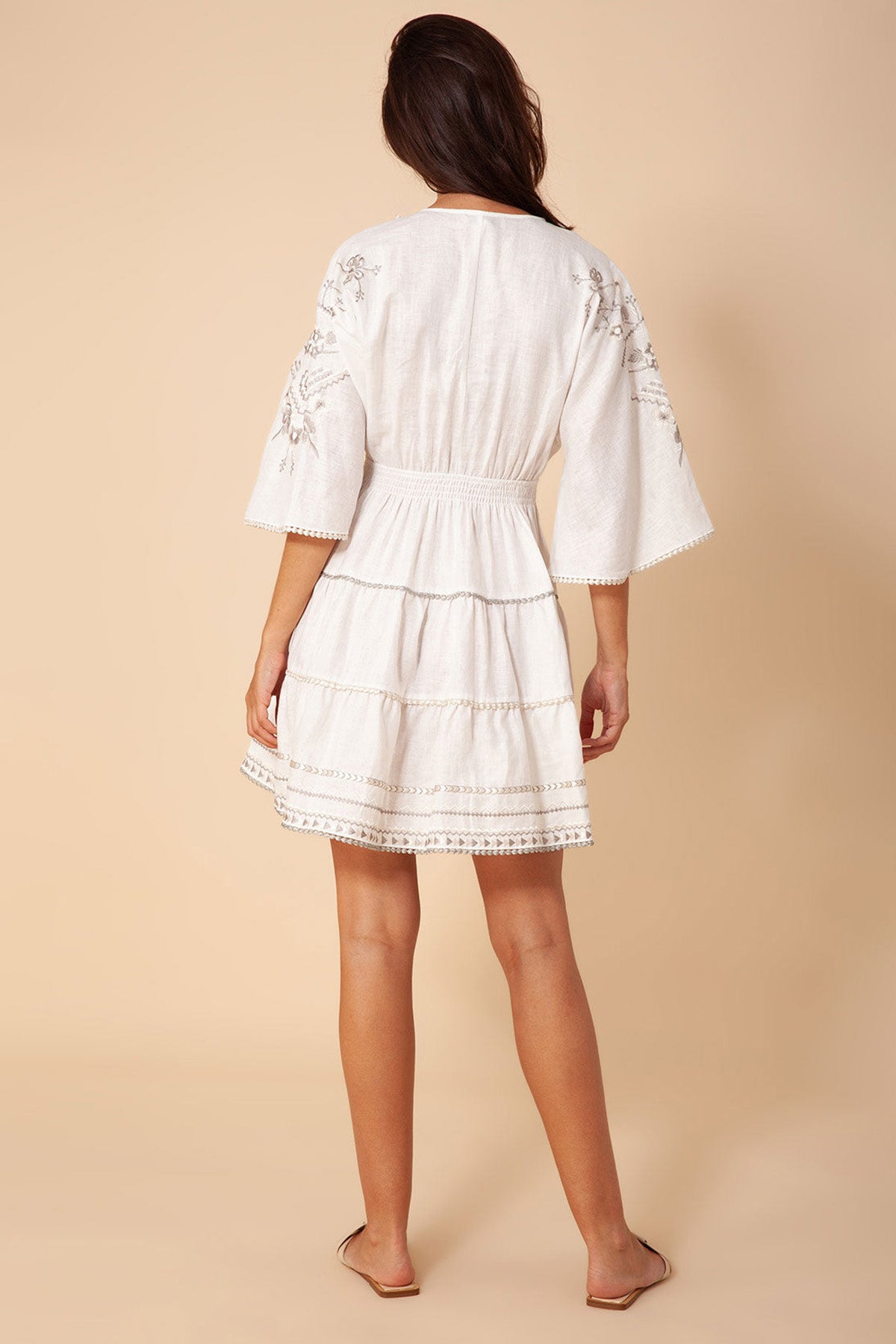 Hale Bob Aliah Nakışlı Mini Keten Elbise-Libas Trendy Fashion Store