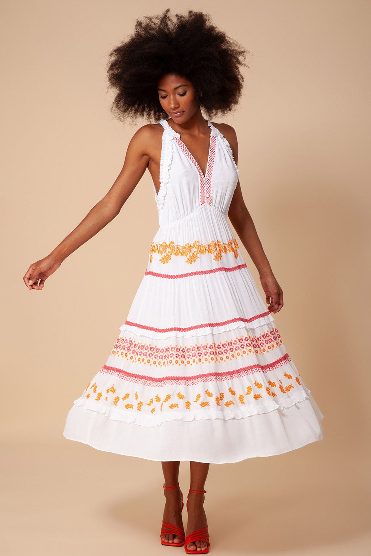 Hale Bob Becky Nakışlı Midi Elbise