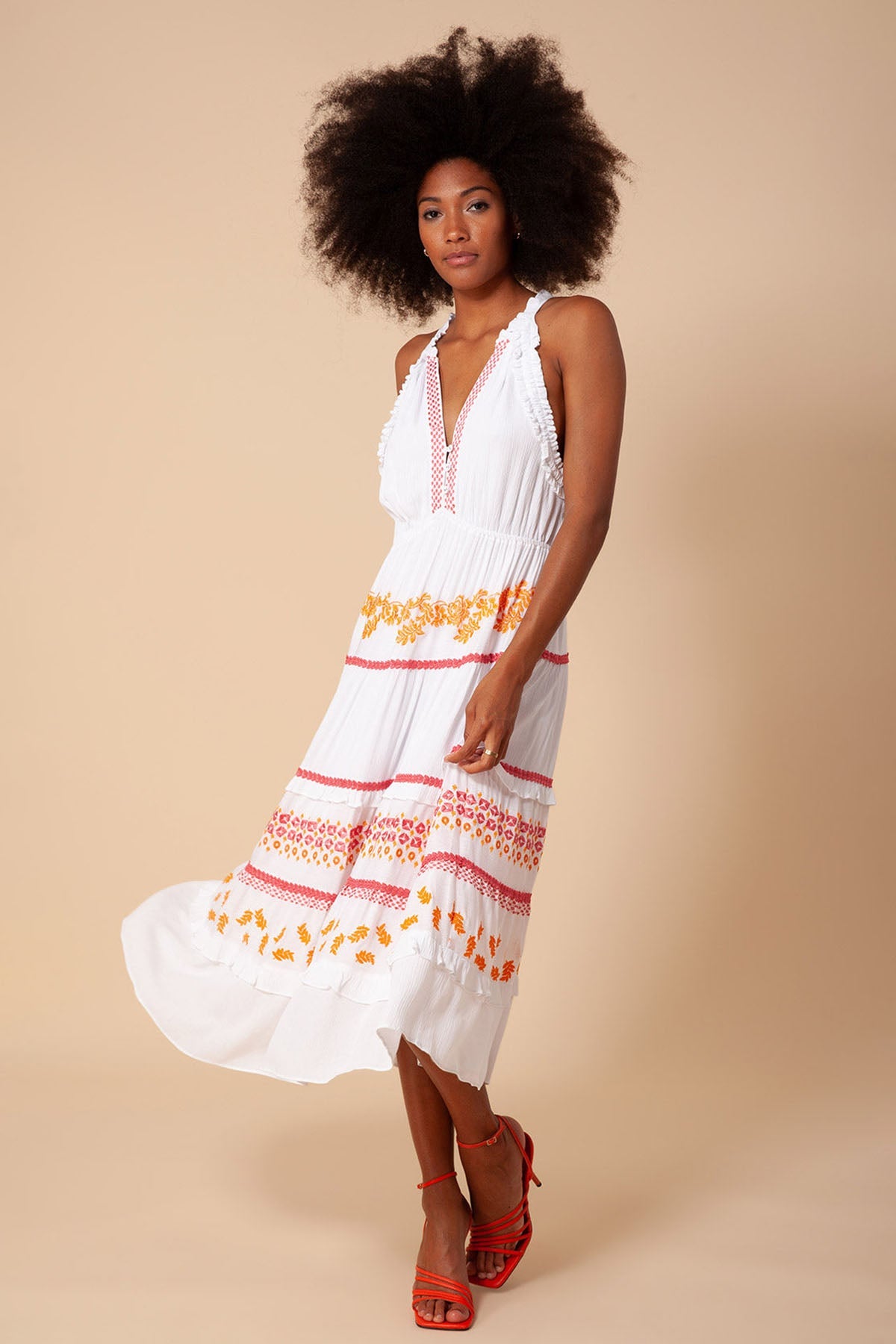 Hale Bob Becky Nakışlı Midi Elbise