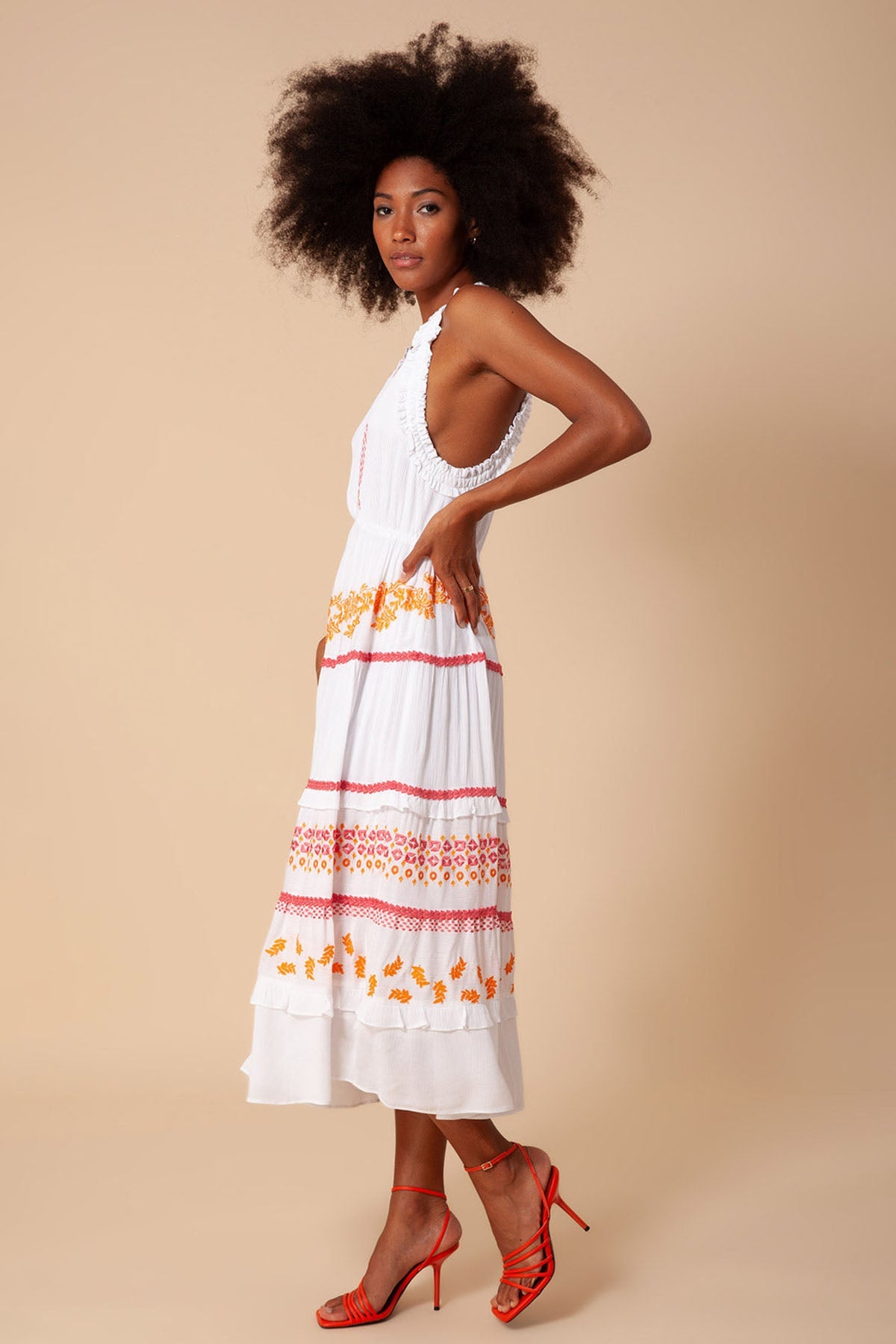 Hale Bob Becky Nakışlı Midi Elbise