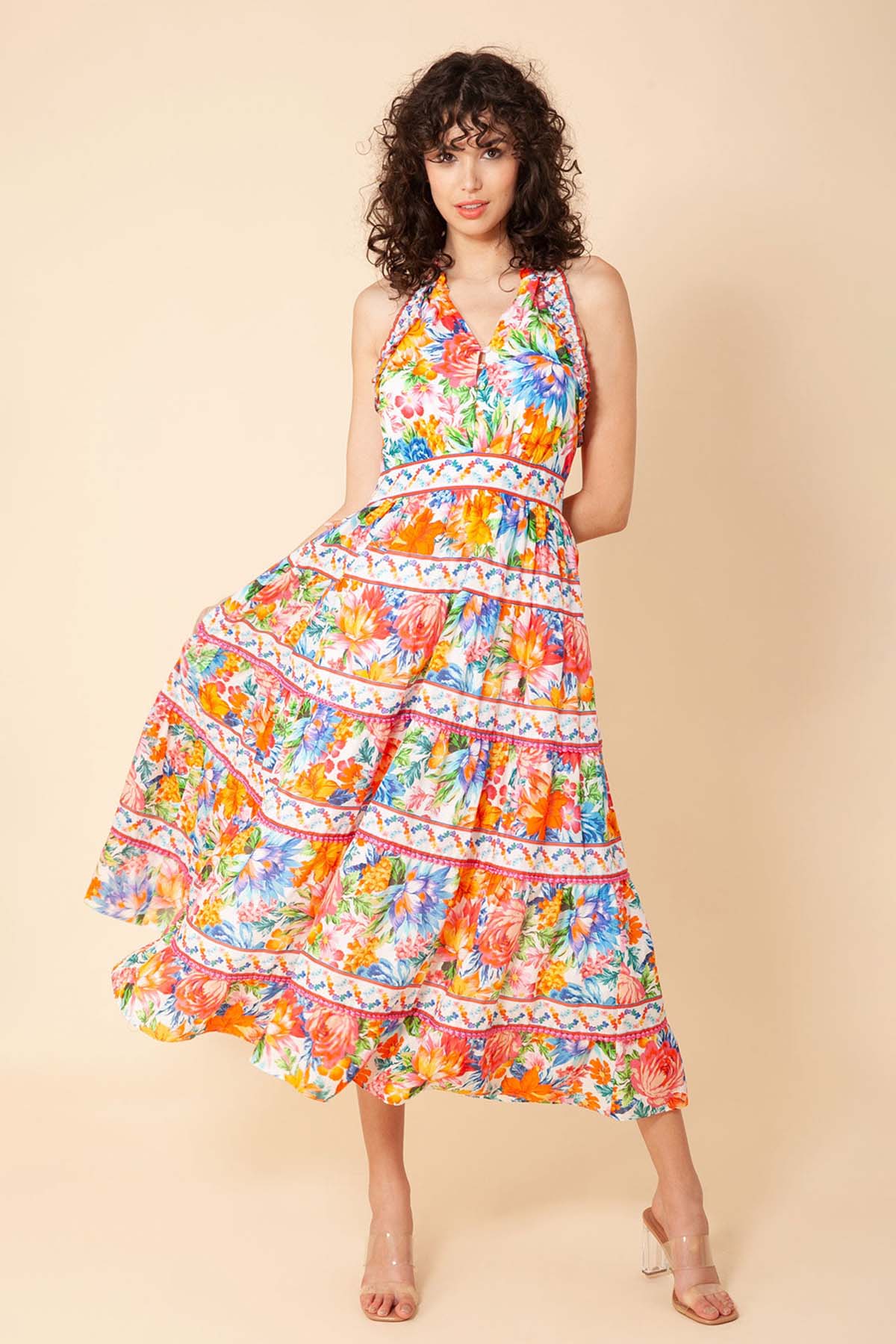 Hale Bob Miriam Çiçek Desenli Midi Elbise-Libas Trendy Fashion Store