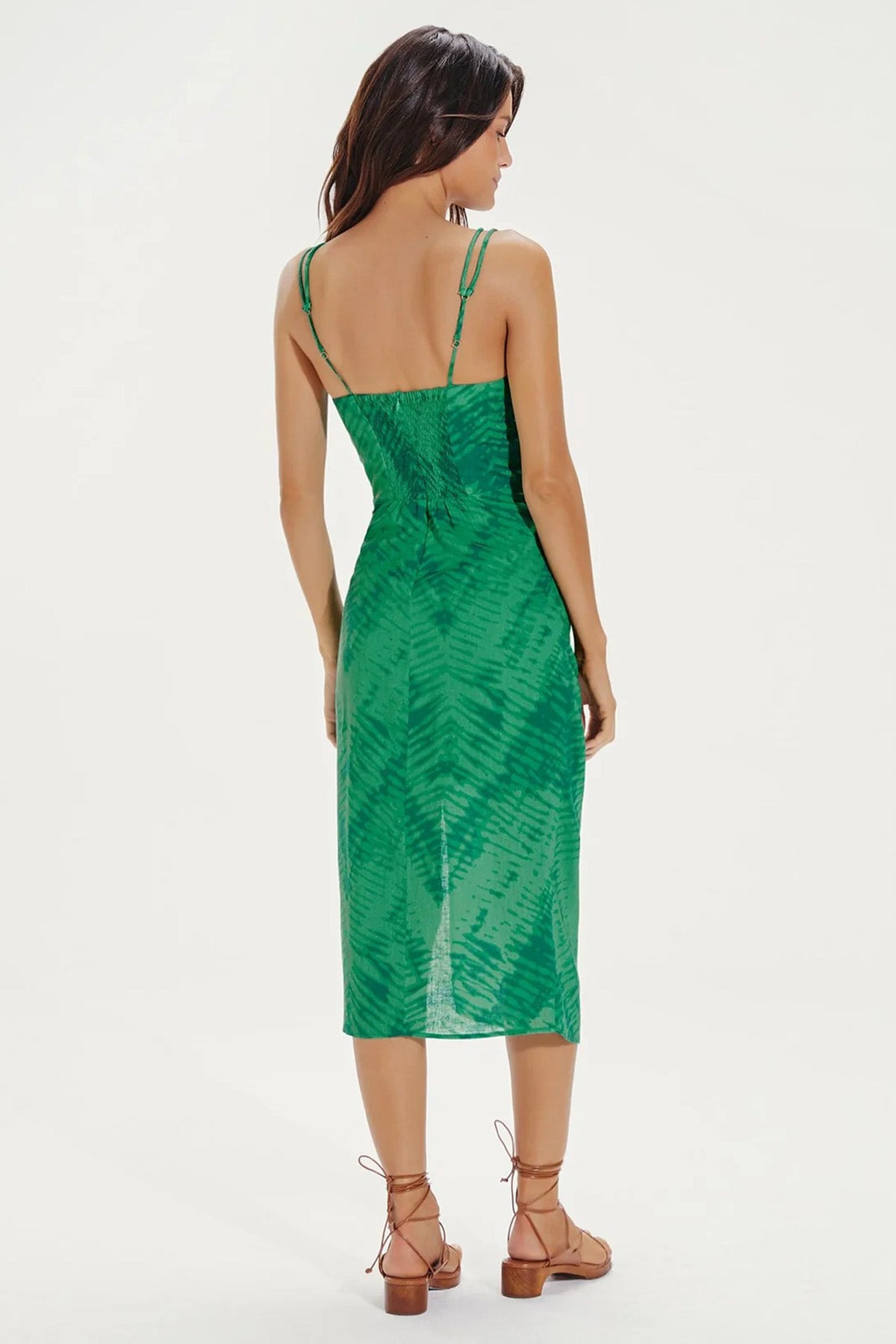 Vix Kate Çapraz İp Askılı Midi Keten Elbise-Libas Trendy Fashion Store