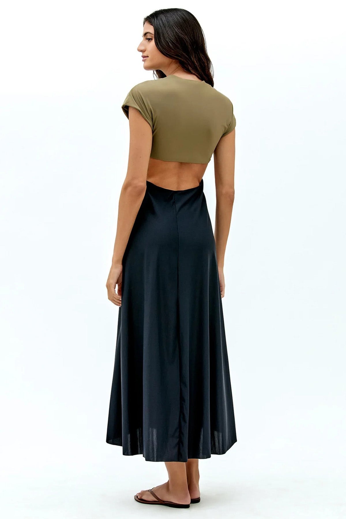 Vix Loop Bel Dekolteli Midi Elbise-Libas Trendy Fashion Store