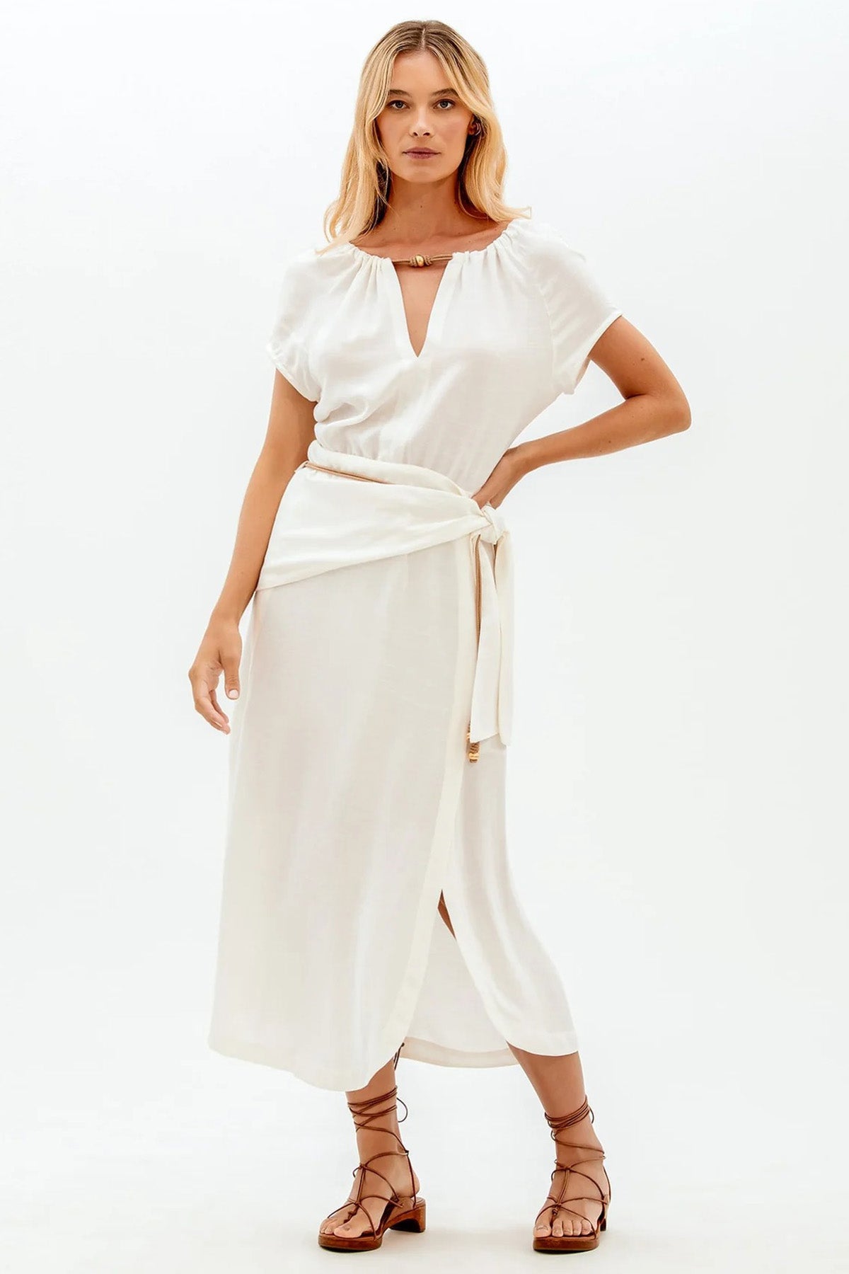 Vix Claire Midi Keten Elbise-Libas Trendy Fashion Store