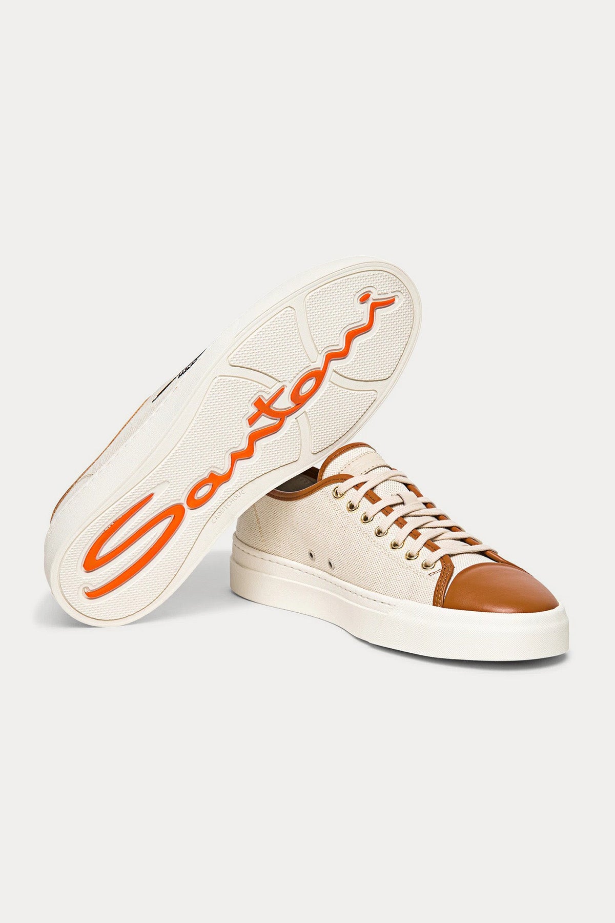Santoni Deri Detaylı Kanvas Sneaker Ayakkabı-Libas Trendy Fashion Store