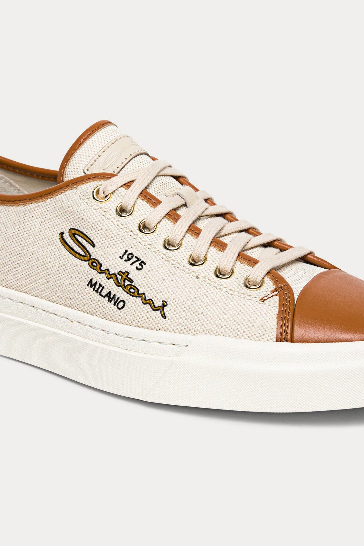 Santoni Deri Detaylı Kanvas Sneaker Ayakkabı-Libas Trendy Fashion Store