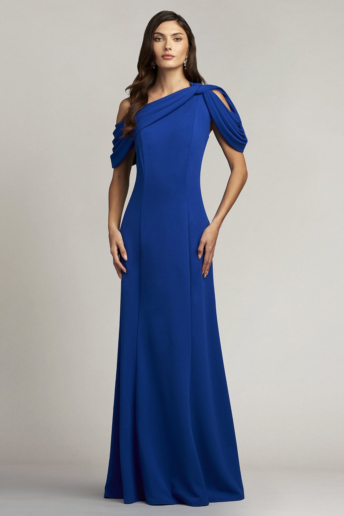 Tadashi Shoji Copley Drapeli Maxi Abiye Elbise-Libas Trendy Fashion Store