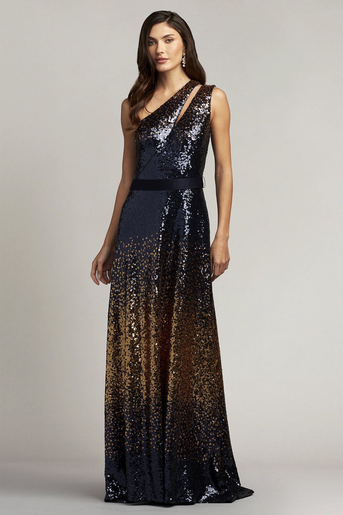 Tadashi Shoji Spry Tek Omuz Maxi Abiye Elbise-Libas Trendy Fashion Store