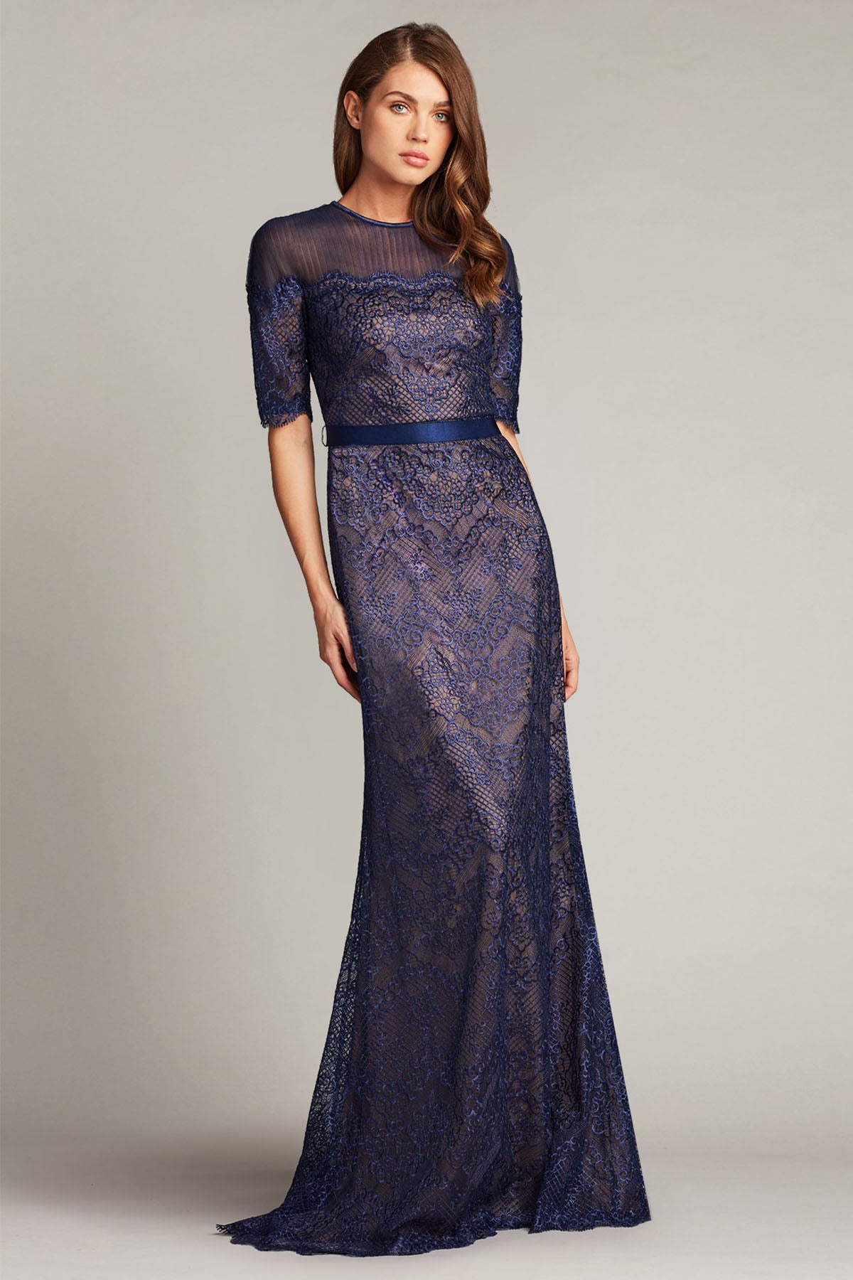 Tadashi Shoji Oden Nakış Dantelli Maxi Abiye Elbise-Libas Trendy Fashion Store