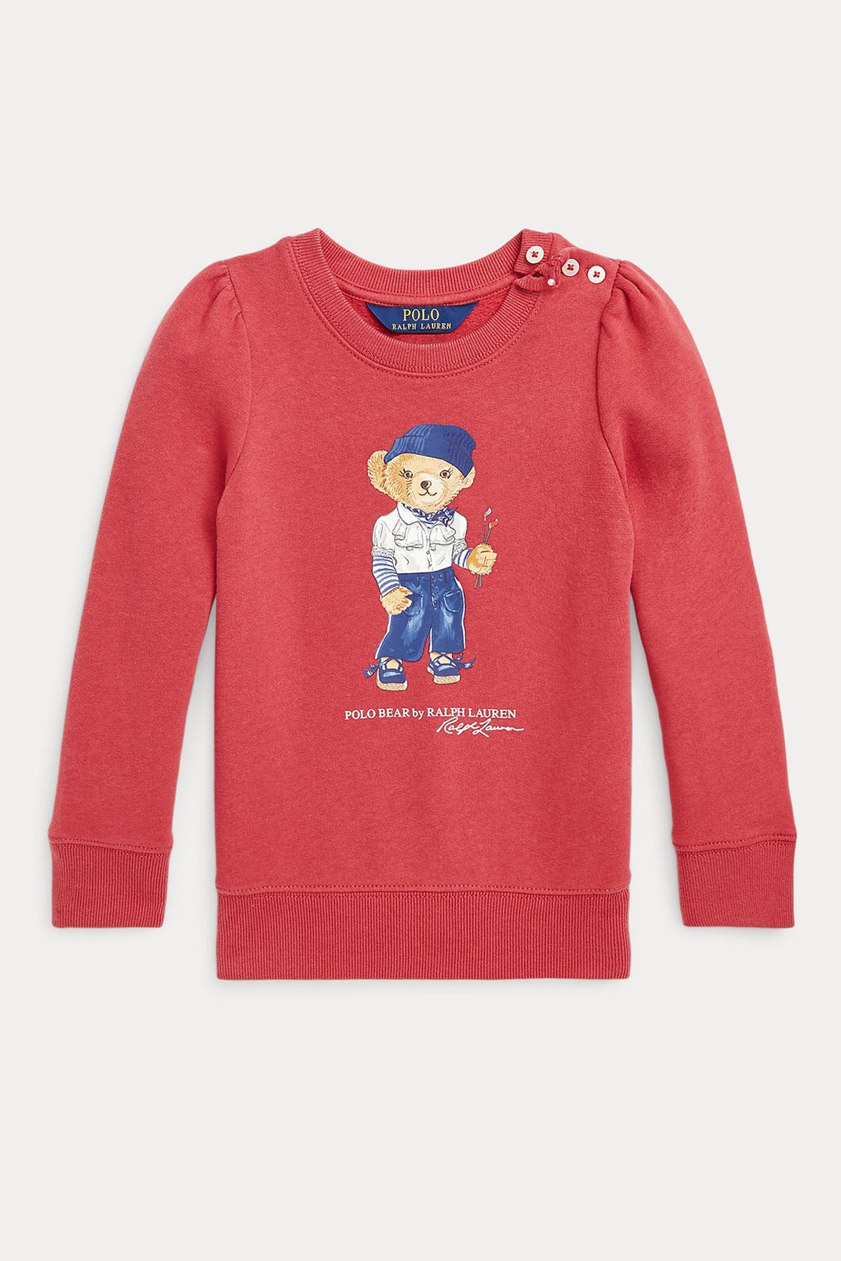 Polo Ralph Lauren Kids 2-4 Yaş Kız Çocuk Düğmeli Yaka Polo Bear Sweatshirt