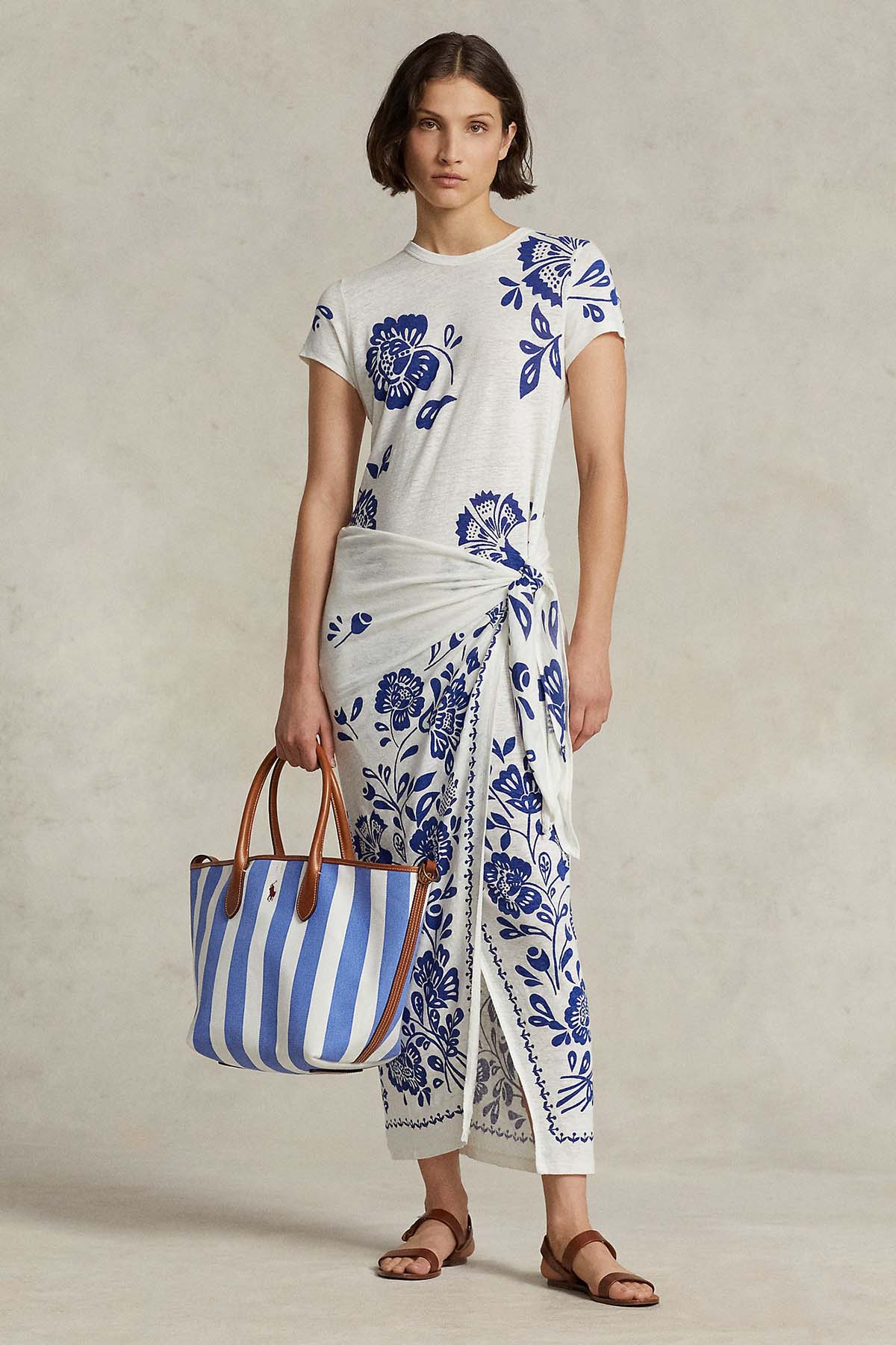 Polo Ralph Lauren Yuvarlak Yaka Çiçek Desenli Maxi Elbise