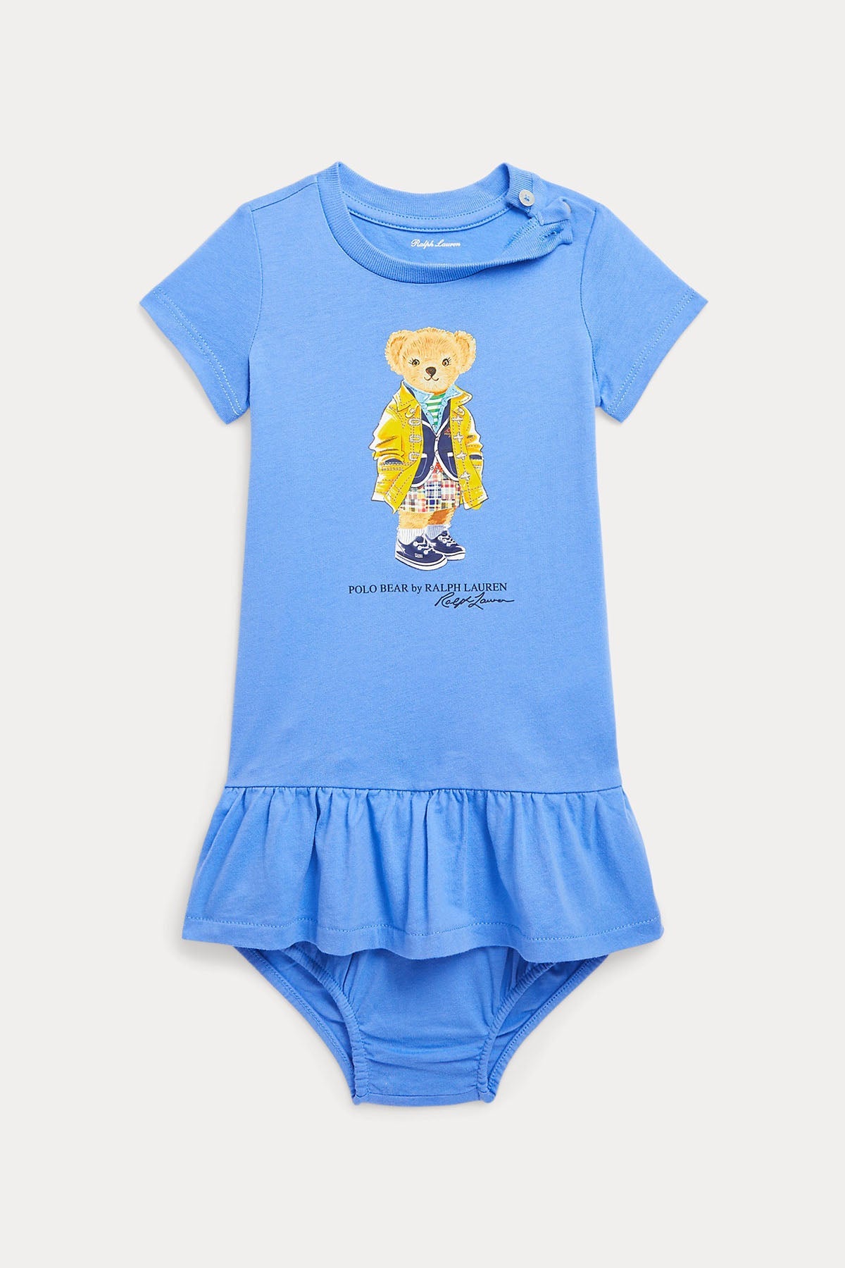 Polo Ralph Lauren Kids 12-24 Aylık Kız Bebek Polo Bear Pileli Elbise