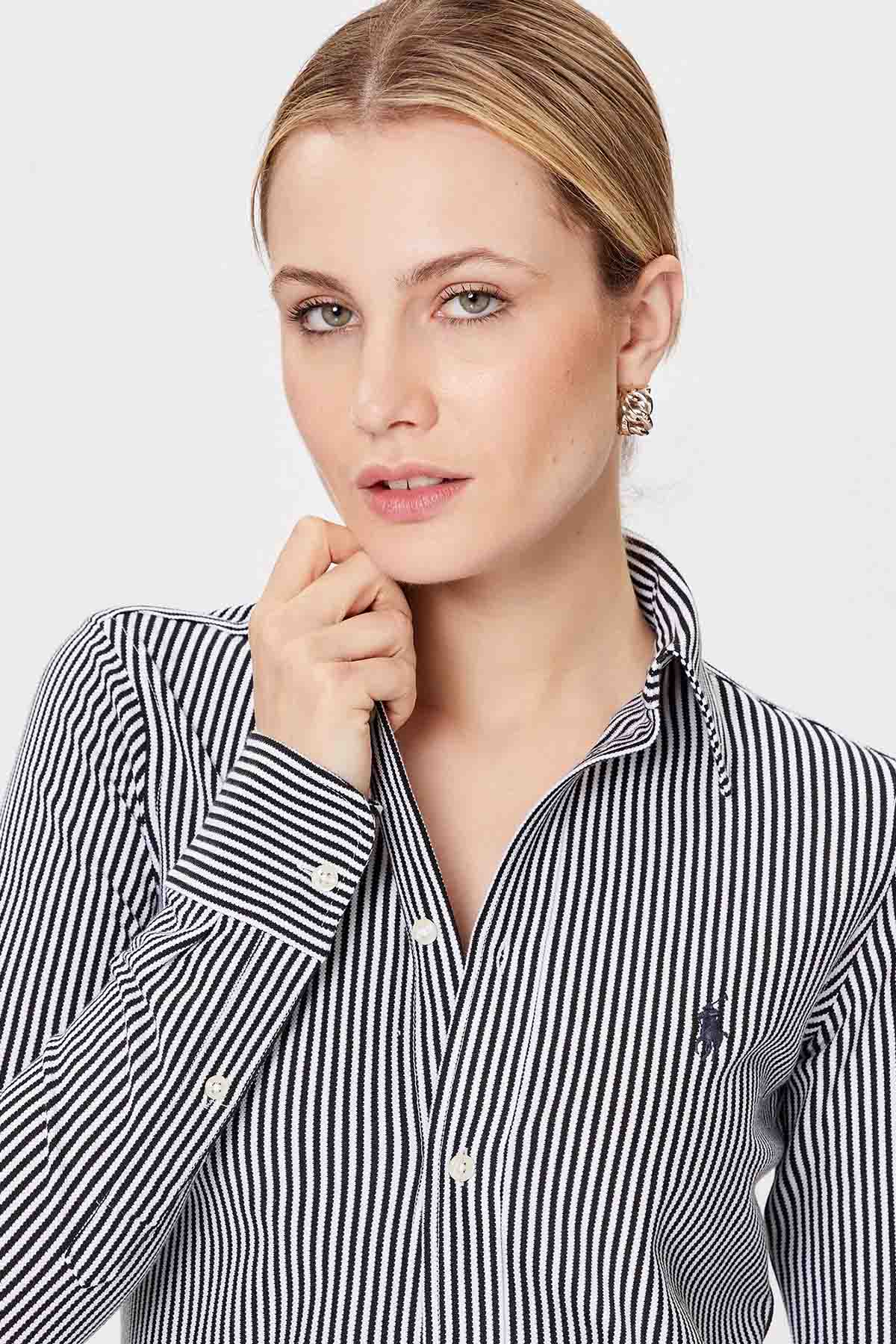 Polo Ralph Lauren Çizgili Knit Oxford Gömlek-Libas Trendy Fashion Store