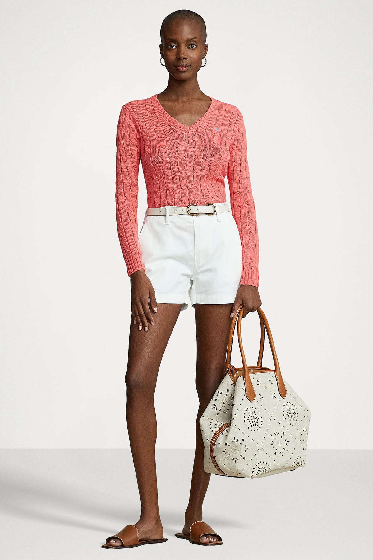 Polo Ralph Lauren Pima Cotton Slim Fit V Yaka Saç Örgü Triko-Libas Trendy Fashion Store